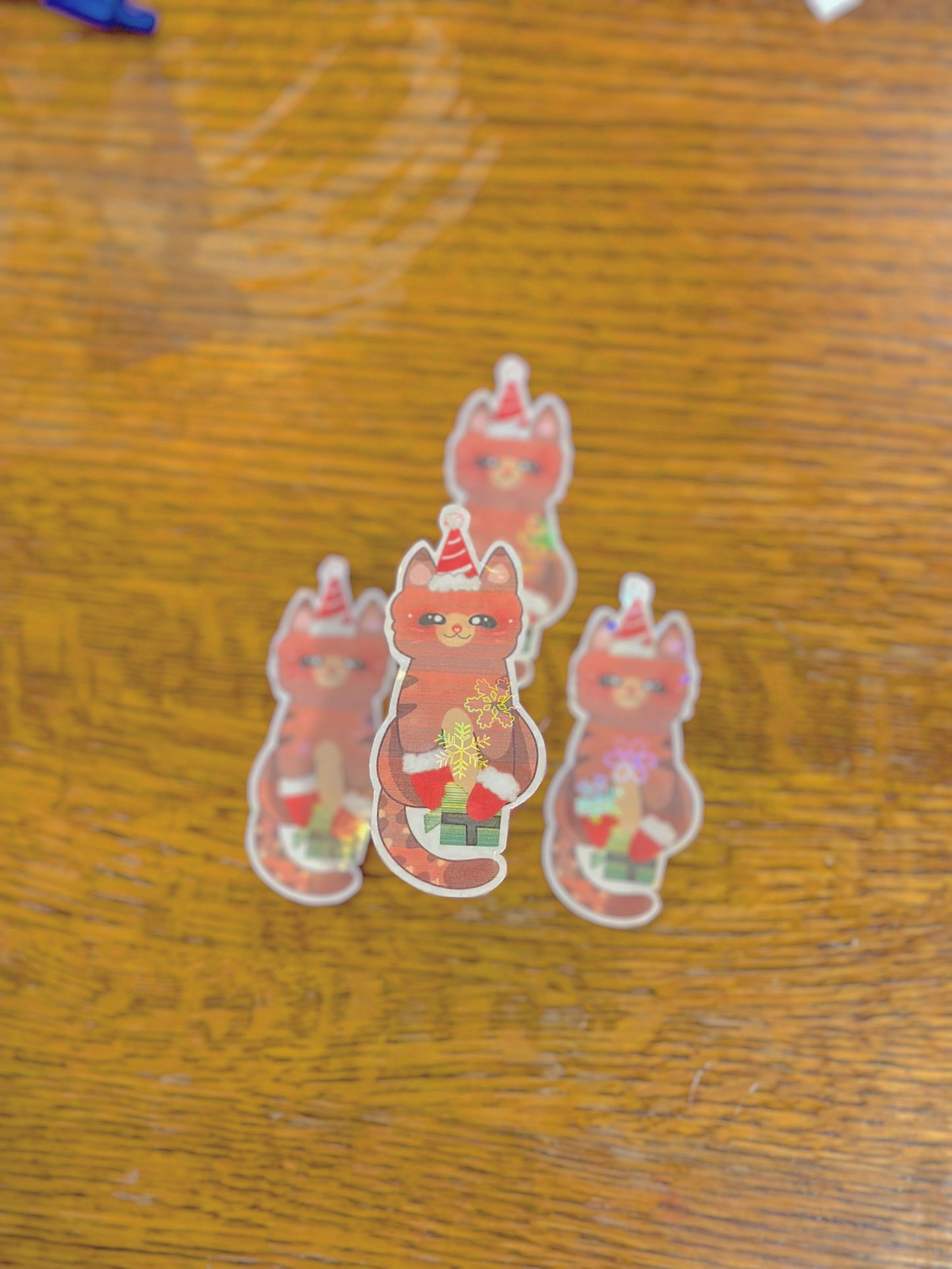 Cute & Kawaii Holographic Christmas themed Cat Sticker