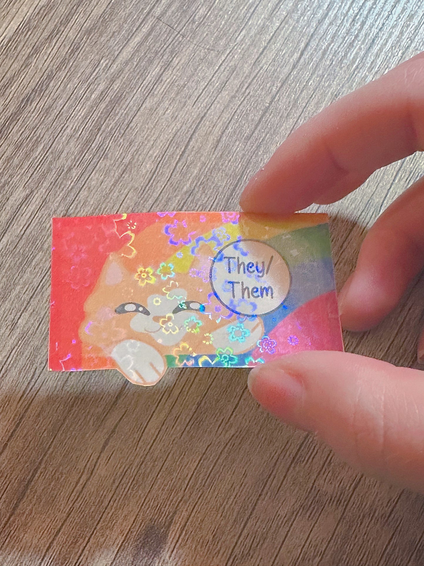 Cute Holographic Kitty Pronoun Sticker / Pride Stickers🏳️🌈🏳️⚧️