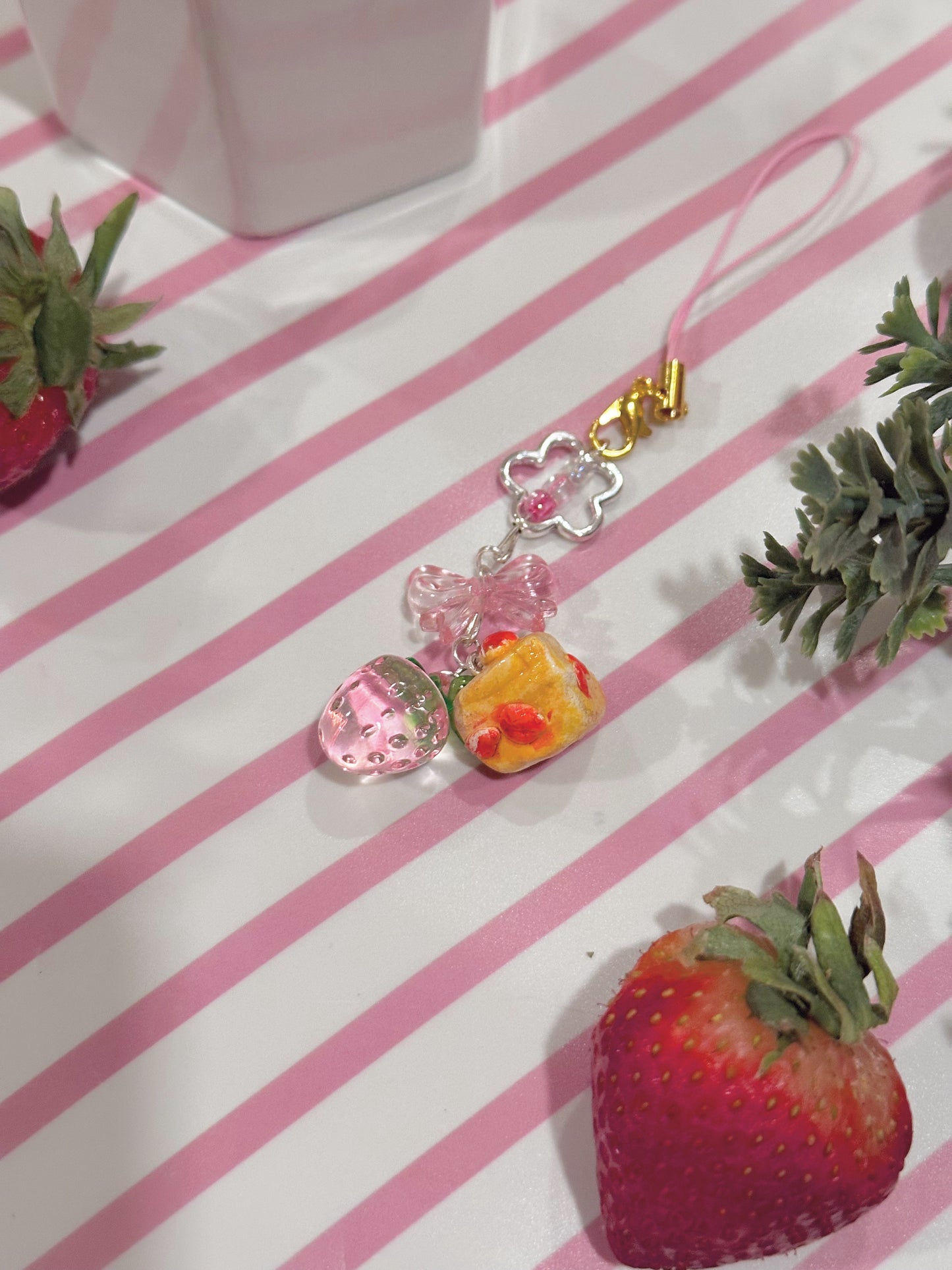 Strawberry Shortcake Handmade Clay Phone Charm