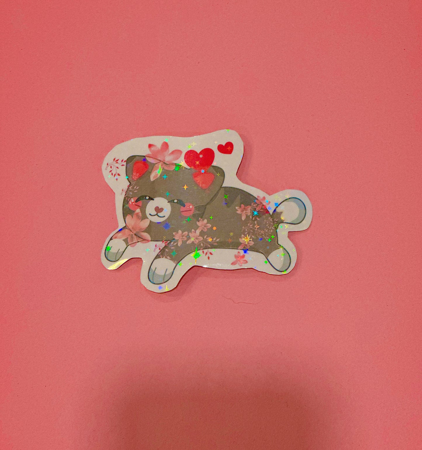 Happy Dreaming Flowered Kitty Sticker