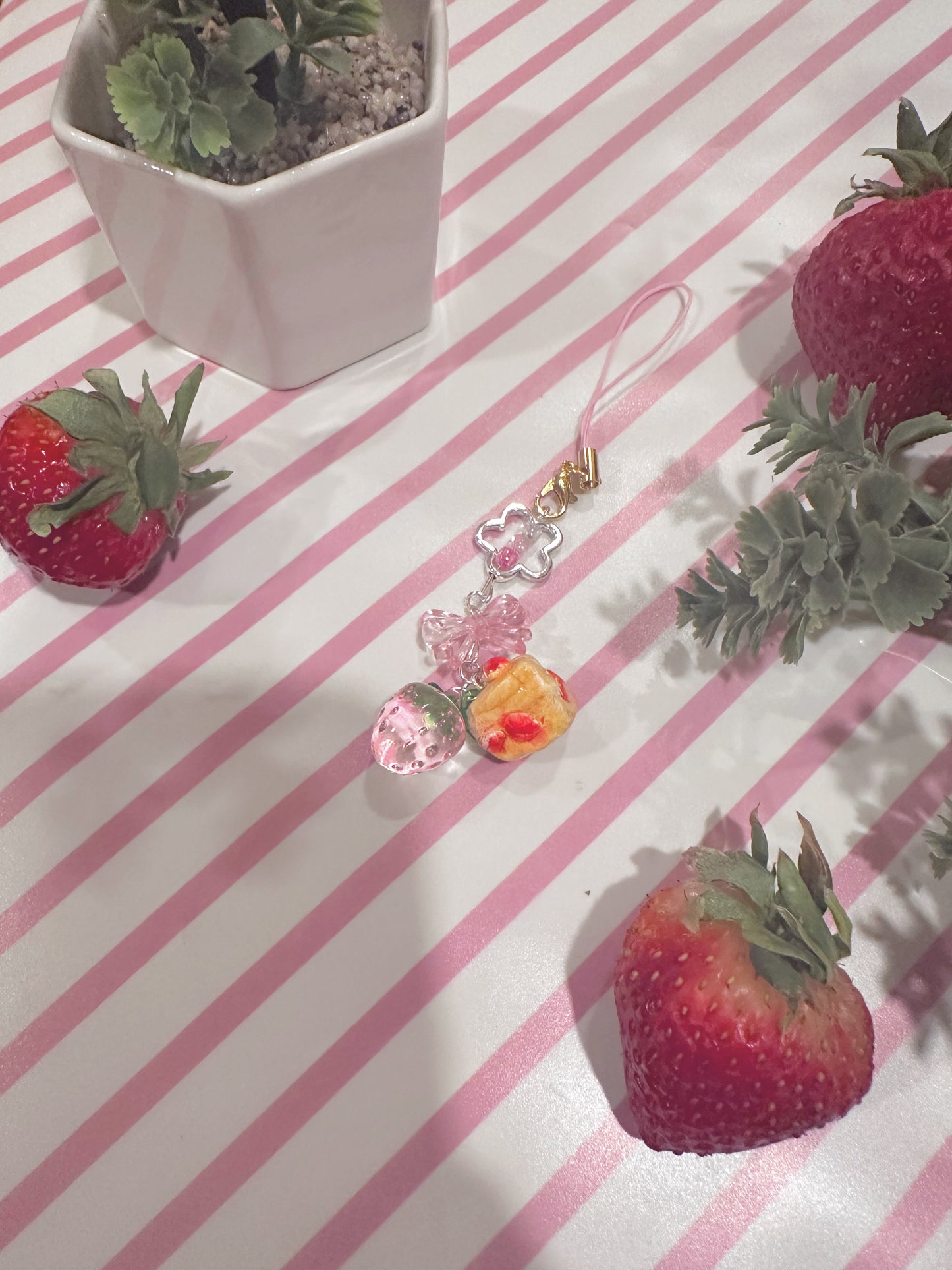 Strawberry Shortcake Handmade Clay Phone Charm