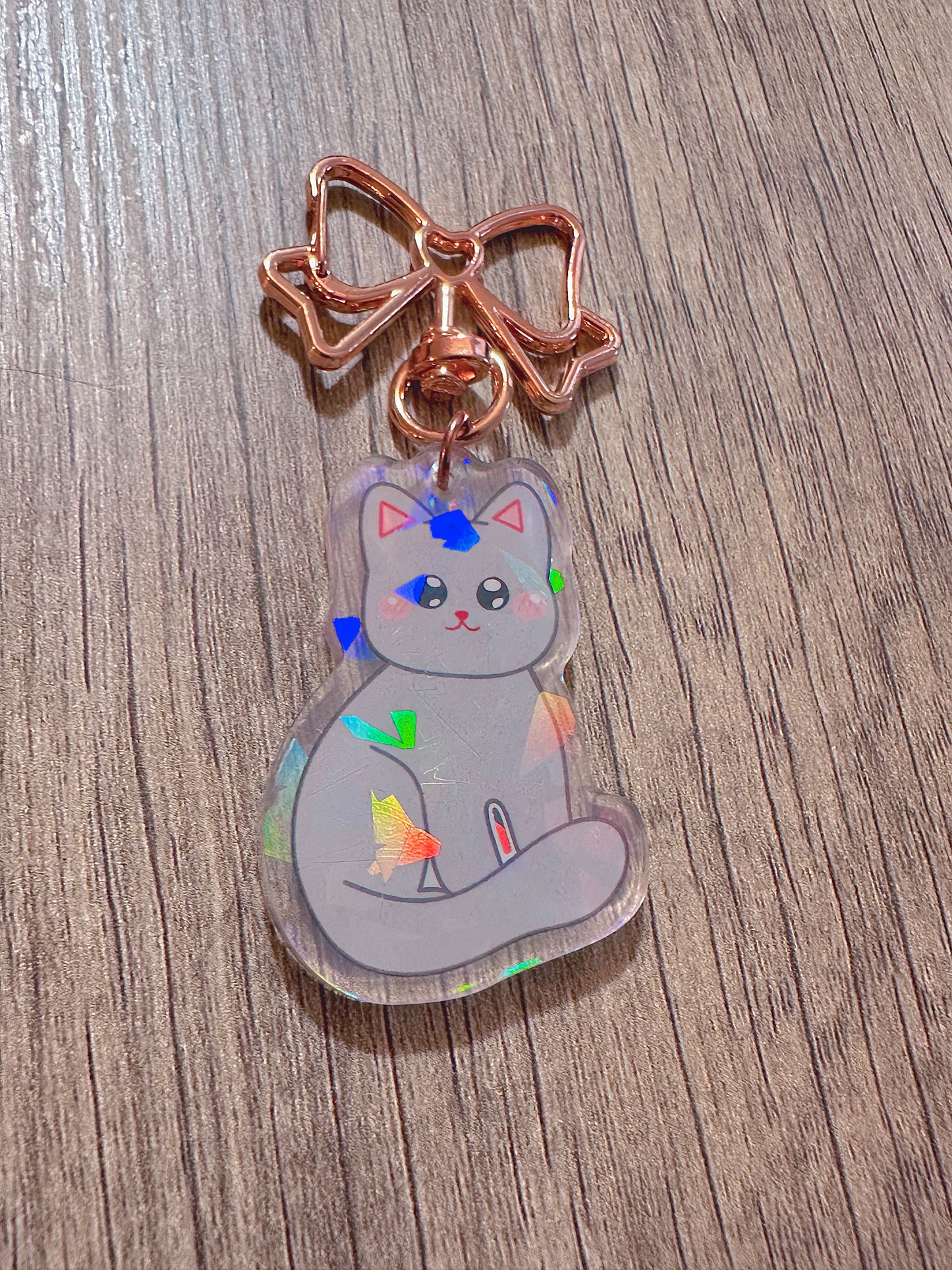 mystery/random holographic double sided kitty keychain | 5 different colors | blind bag
