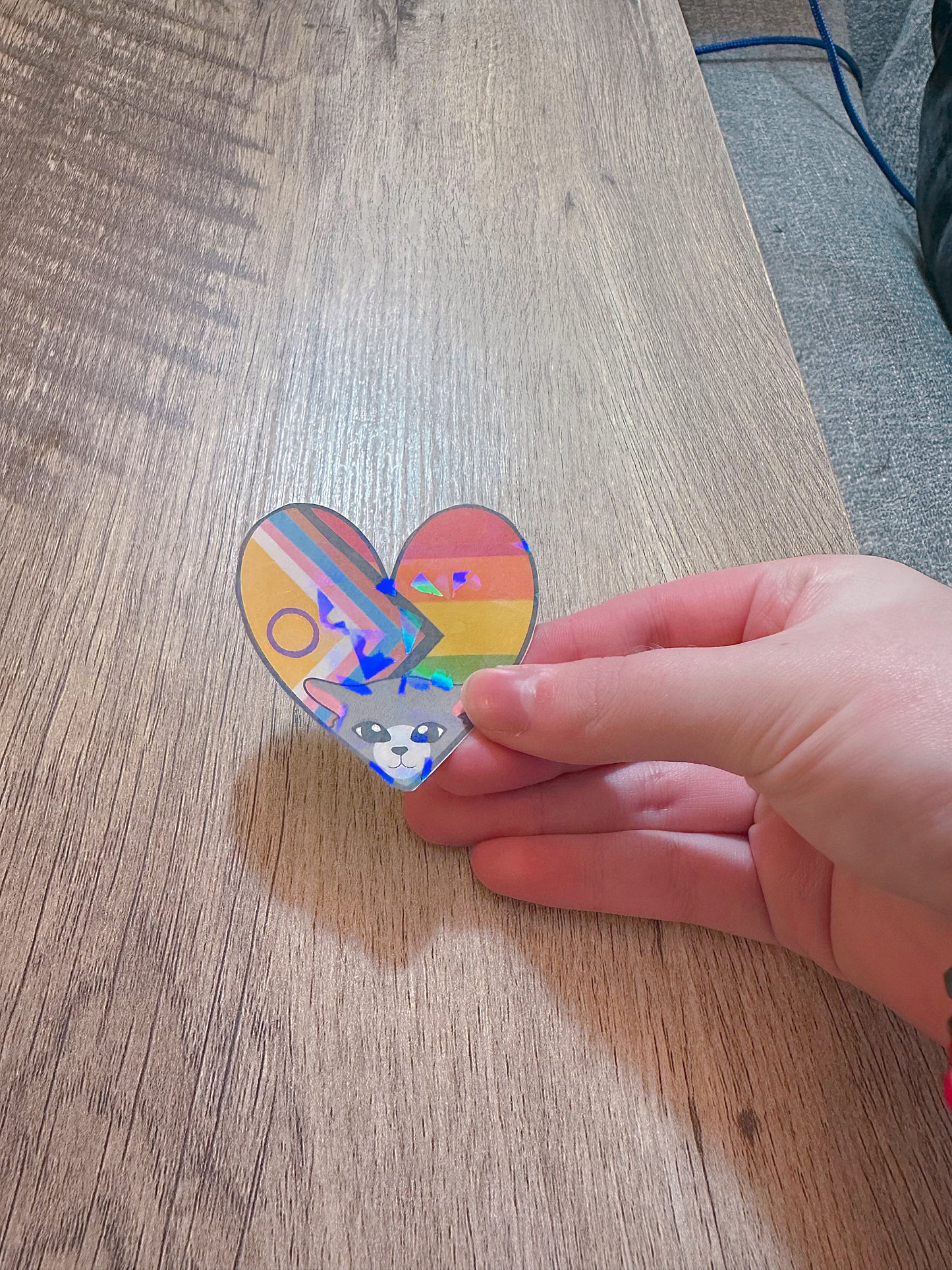 Kitty Holographic Progress Flag Heart Sticker / Pride Collection 🏳️⚧️🏳️🌈