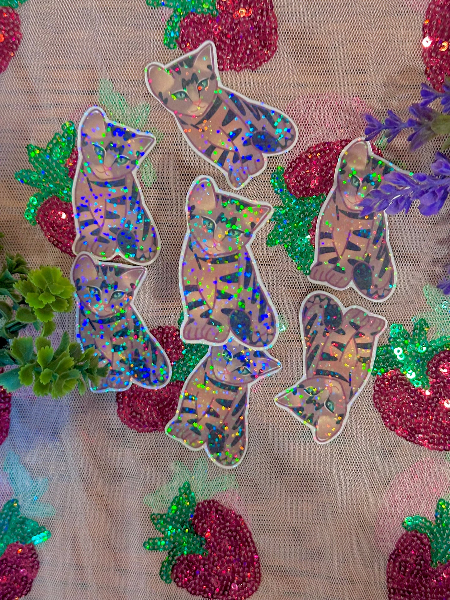 cute & kawaii holographic kitty sticker |handmade! |