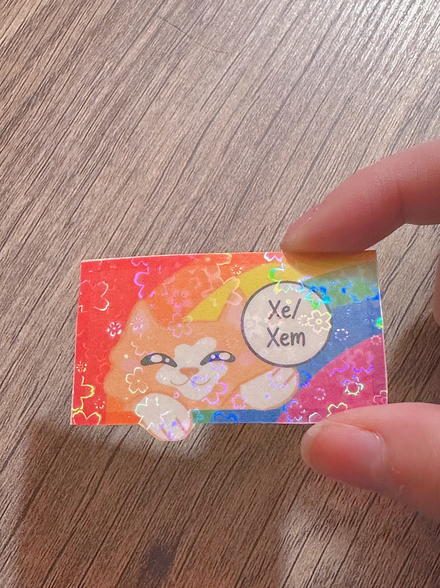 Cute Holographic Kitty Pronoun Sticker / Pride Stickers🏳️🌈🏳️⚧️