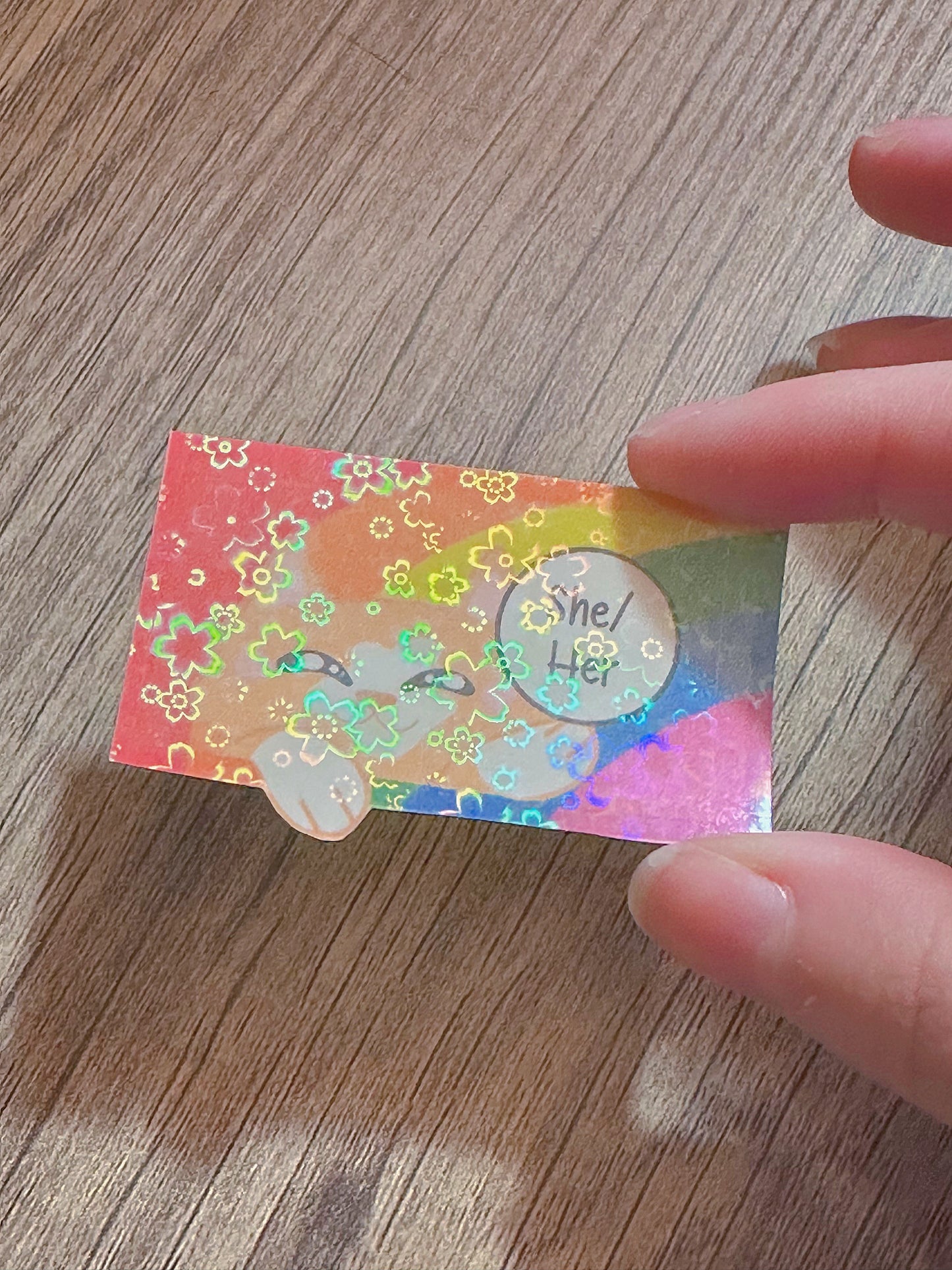 Cute Holographic Kitty Pronoun Sticker / Pride Stickers🏳️🌈🏳️⚧️