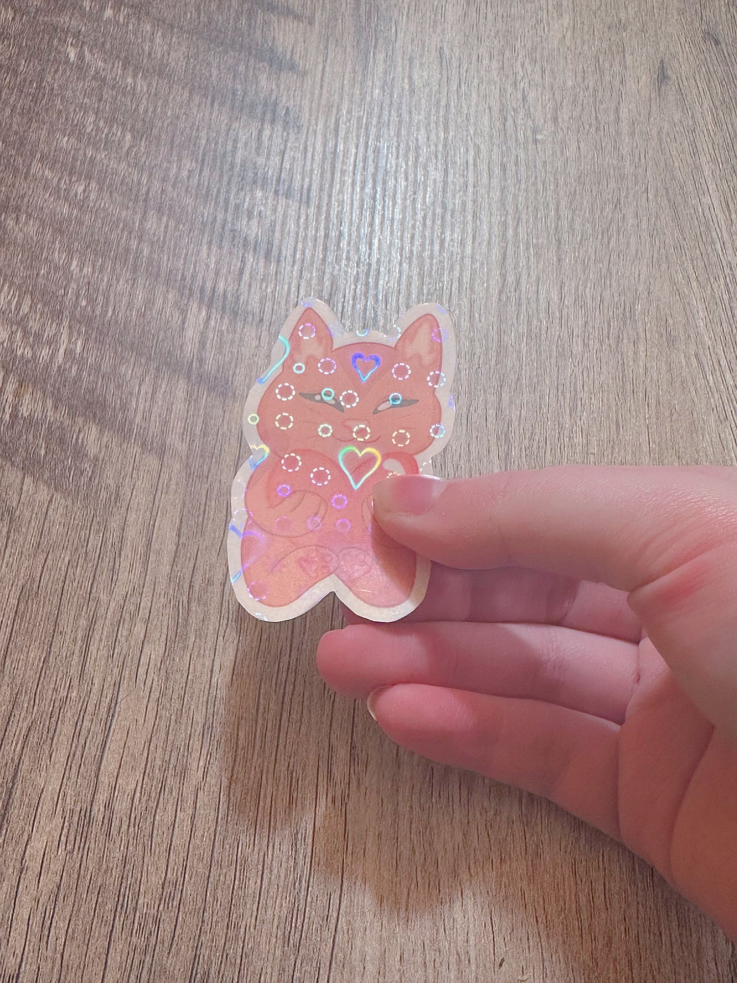 Waterproof Heart Kitty Holographic Sticker “HEARTZ”/ Valentines Day Sticker💌💗