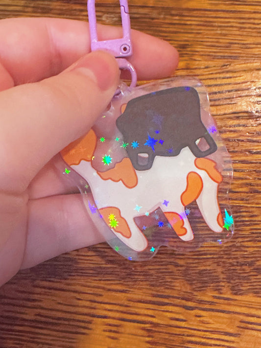 Cute Holographic Silly Cat Keychain
