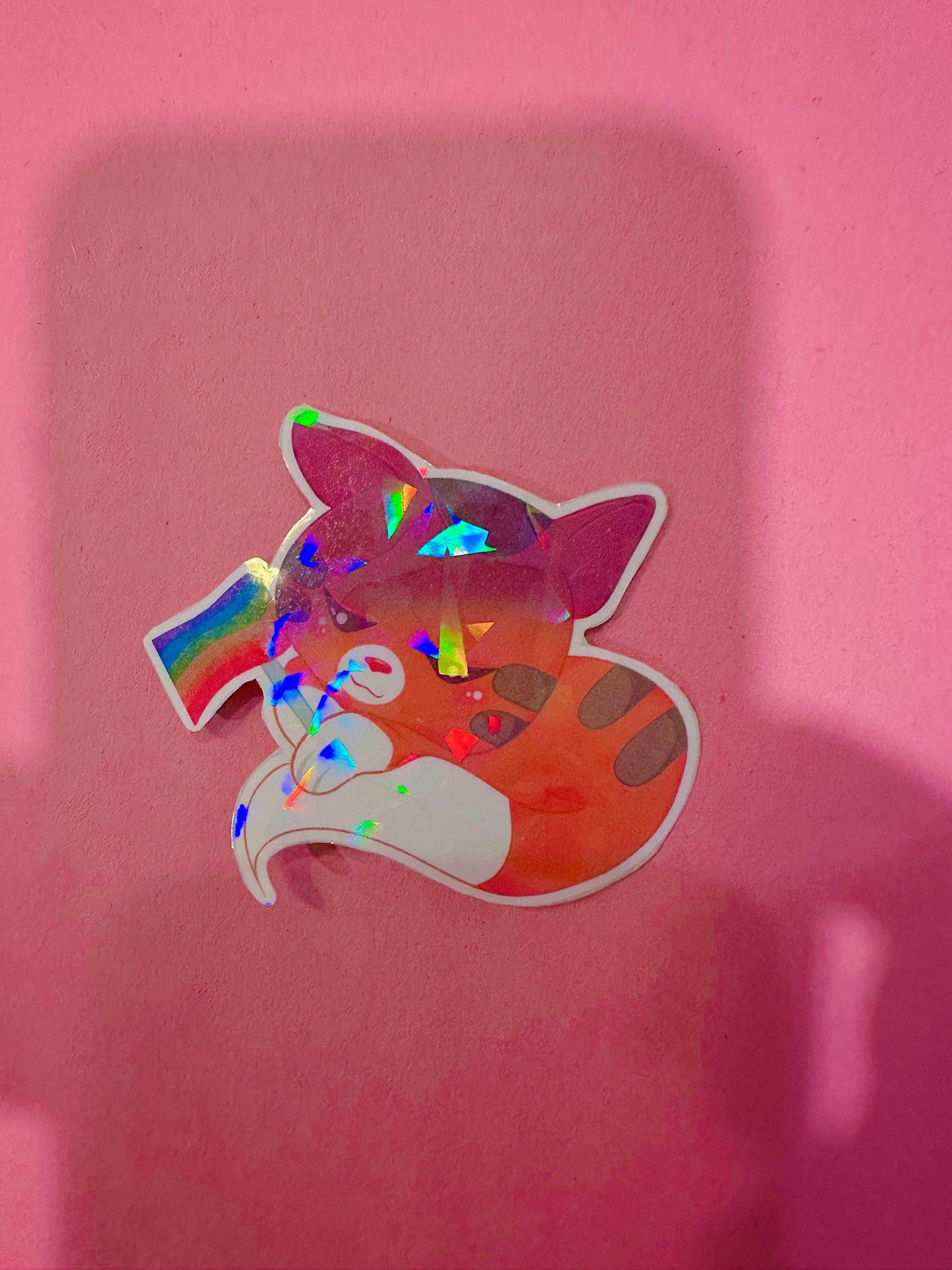 Cute Kawaii Holographic Pride-Themed Fox Sticker🏳️🌈🏳️⚧️