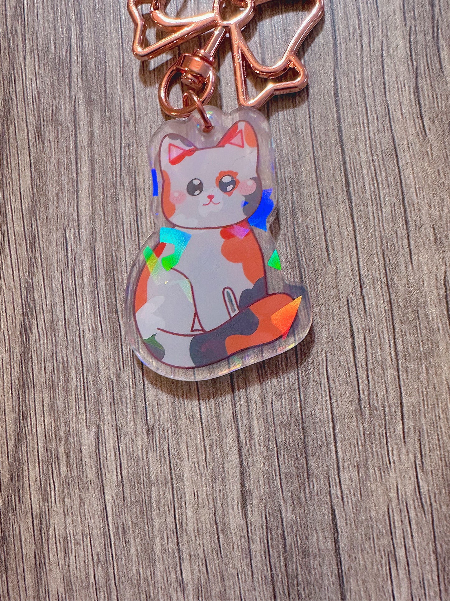 mystery/random holographic double sided kitty keychain | 5 different colors | blind bag