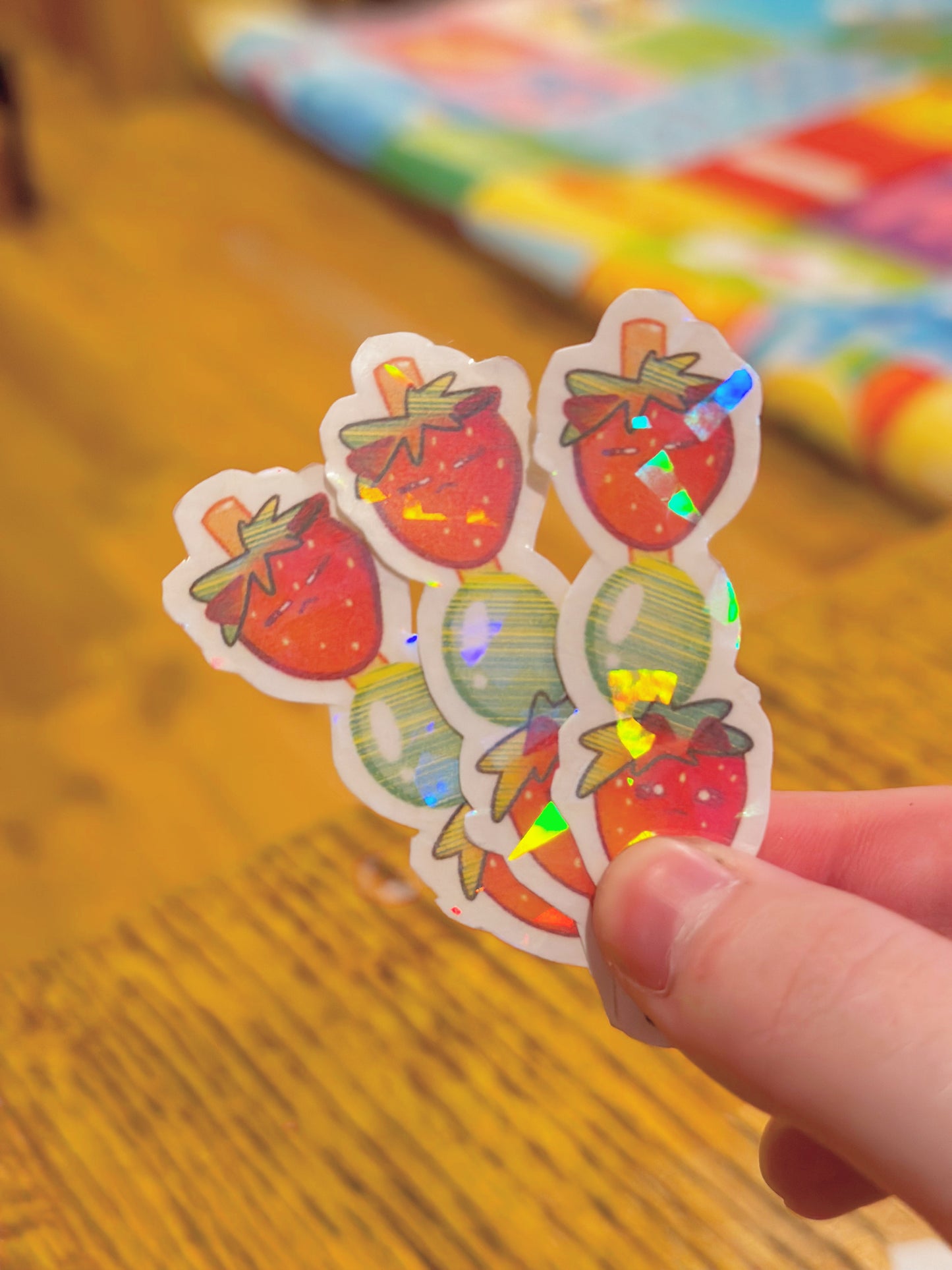 Strawberry & Grape Tang Hulu Holographic Cat Sticker ππ