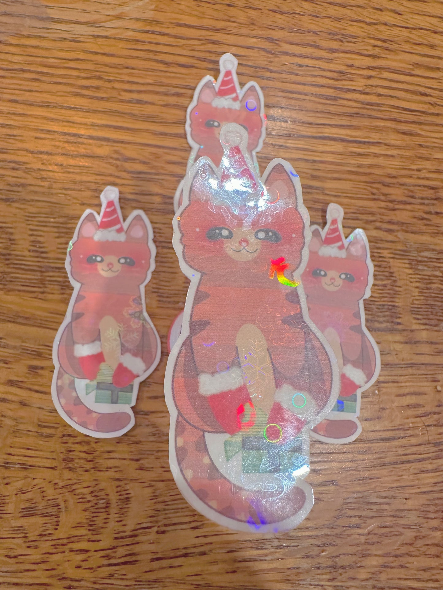 Cute & Kawaii Holographic Christmas themed Cat Sticker