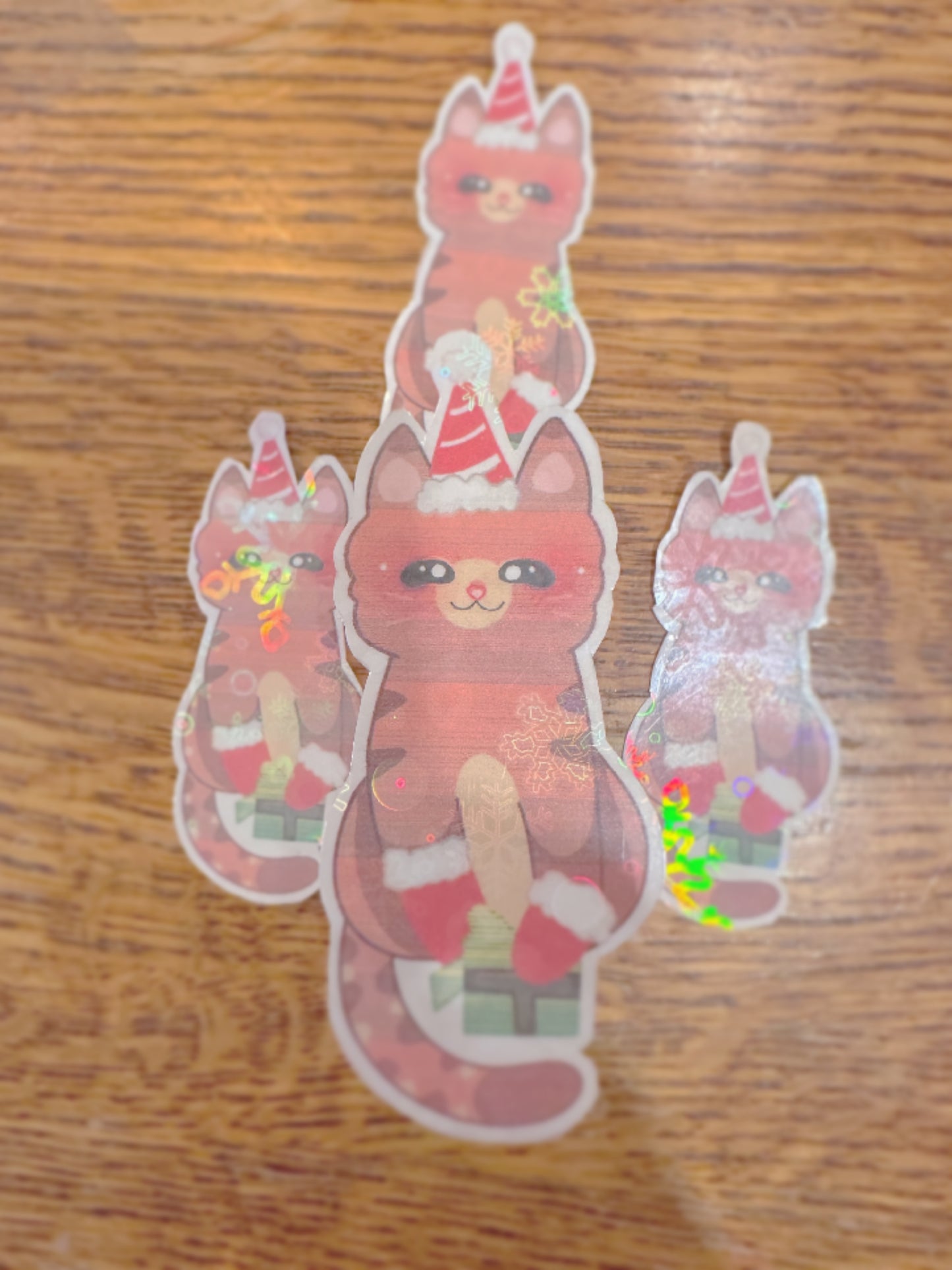 Cute & Kawaii Holographic Christmas themed Cat Sticker