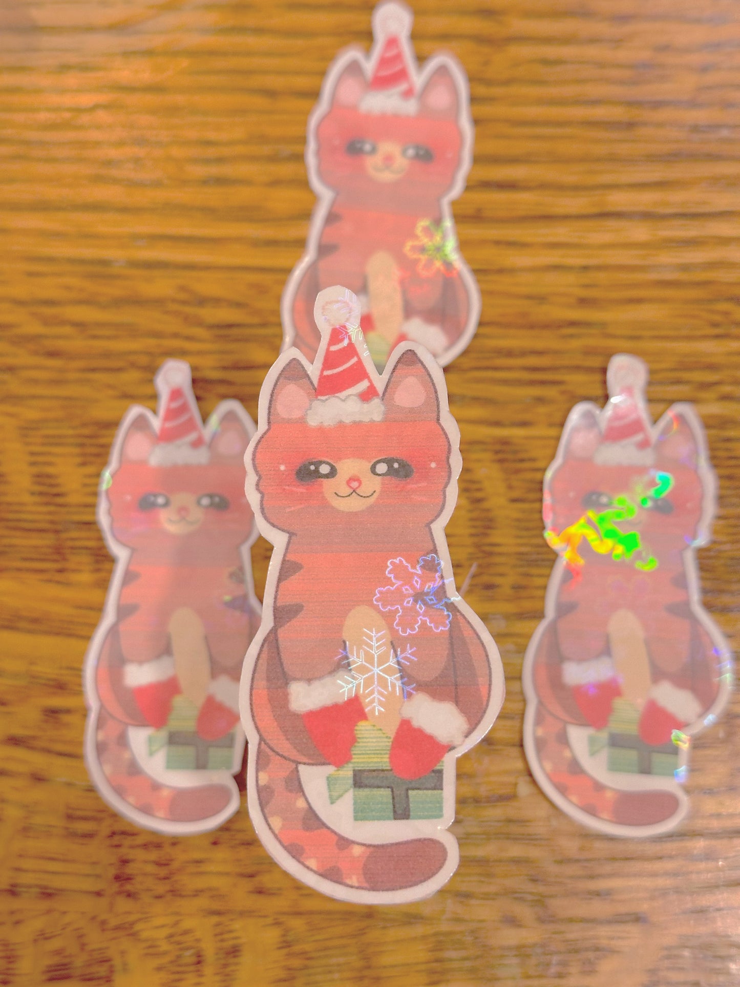 Cute & Kawaii Holographic Christmas themed Cat Sticker