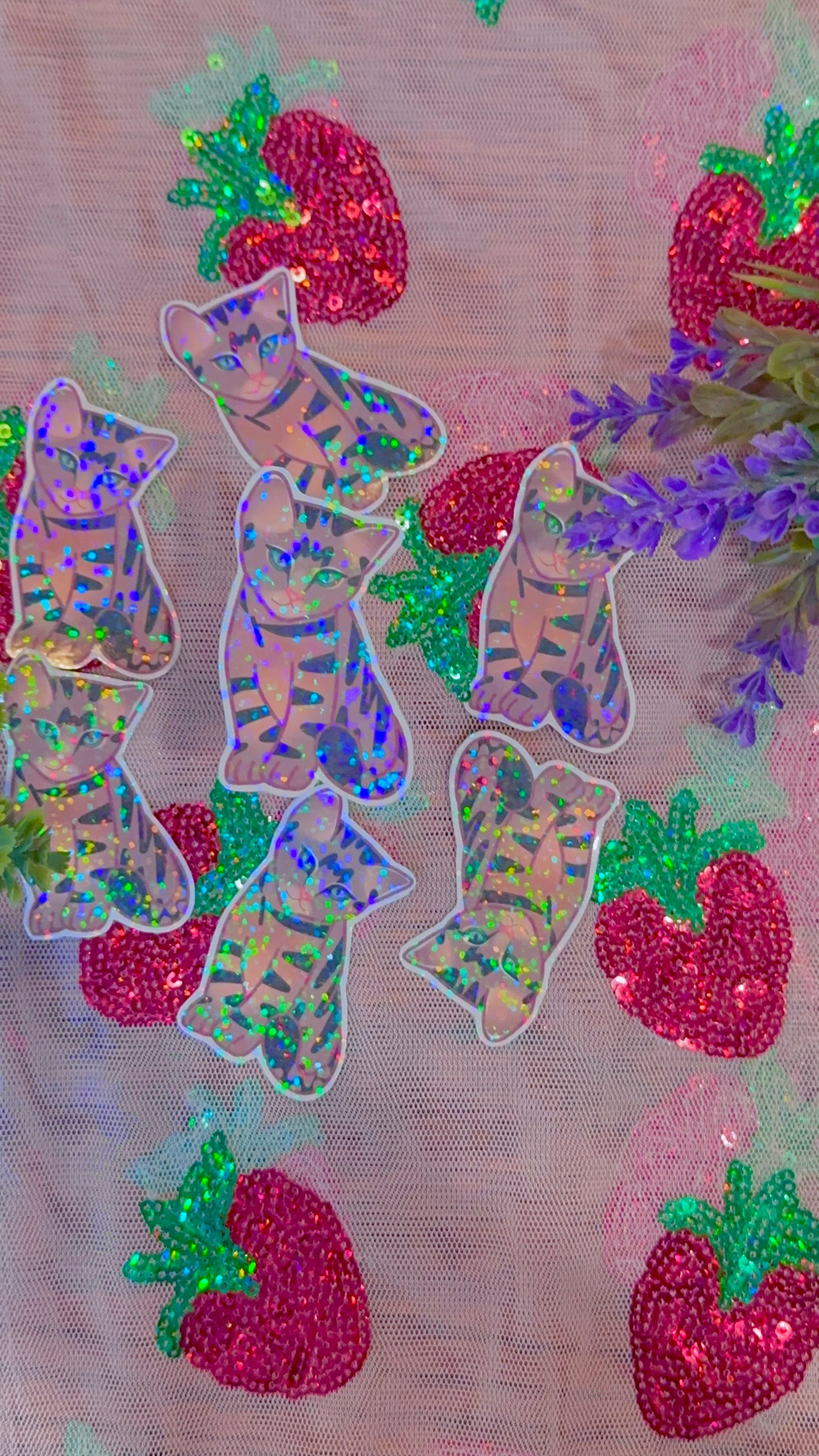 cute & kawaii holographic kitty sticker |handmade! |