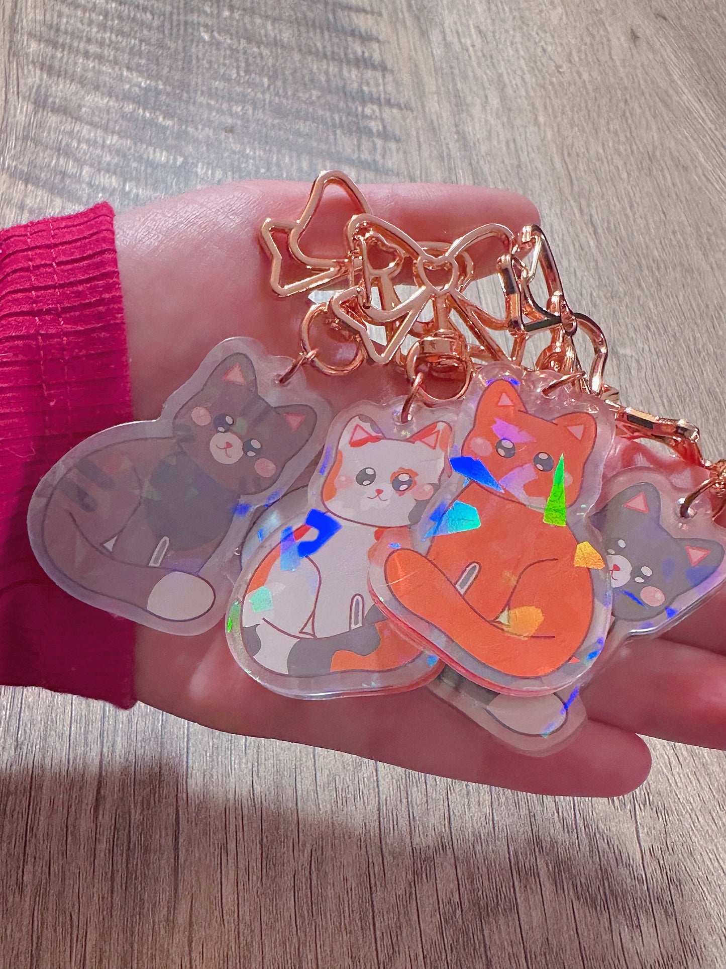 mystery/random holographic double sided kitty keychain | 5 different colors | blind bag