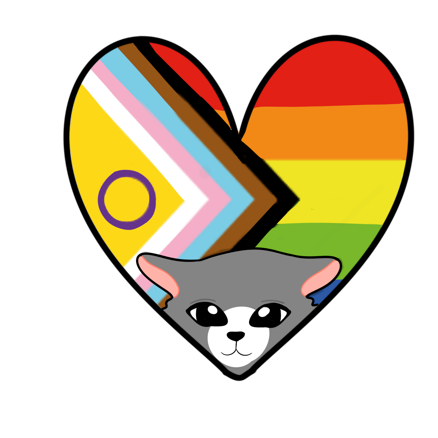 Kitty Holographic Progress Flag Heart Sticker / Pride Collection 🏳️⚧️🏳️🌈
