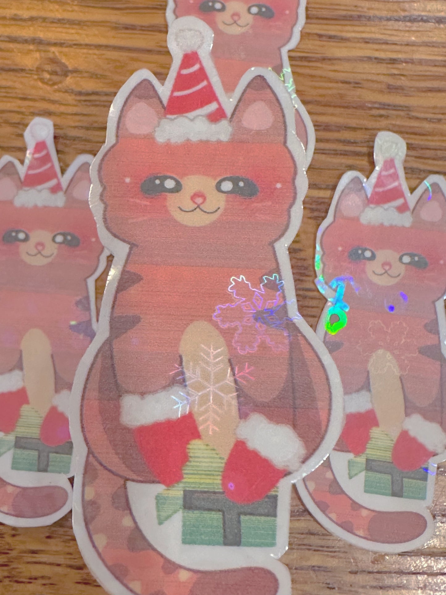 Cute & Kawaii Holographic Christmas themed Cat Sticker