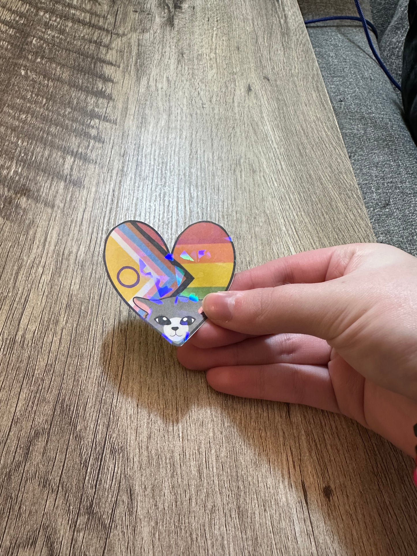 Kitty Holographic Progress Flag Heart Sticker / Pride Collection 🏳️⚧️🏳️🌈