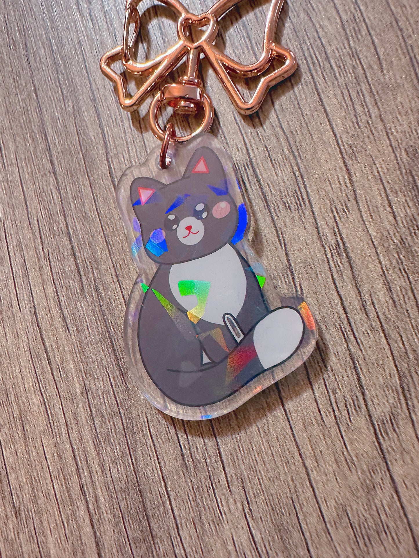 mystery/random holographic double sided kitty keychain | 5 different colors | blind bag