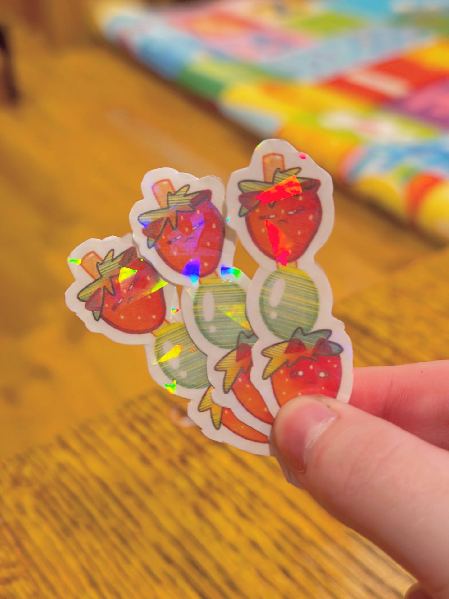 Strawberry & Grape Tang Hulu Holographic Cat Sticker ππ