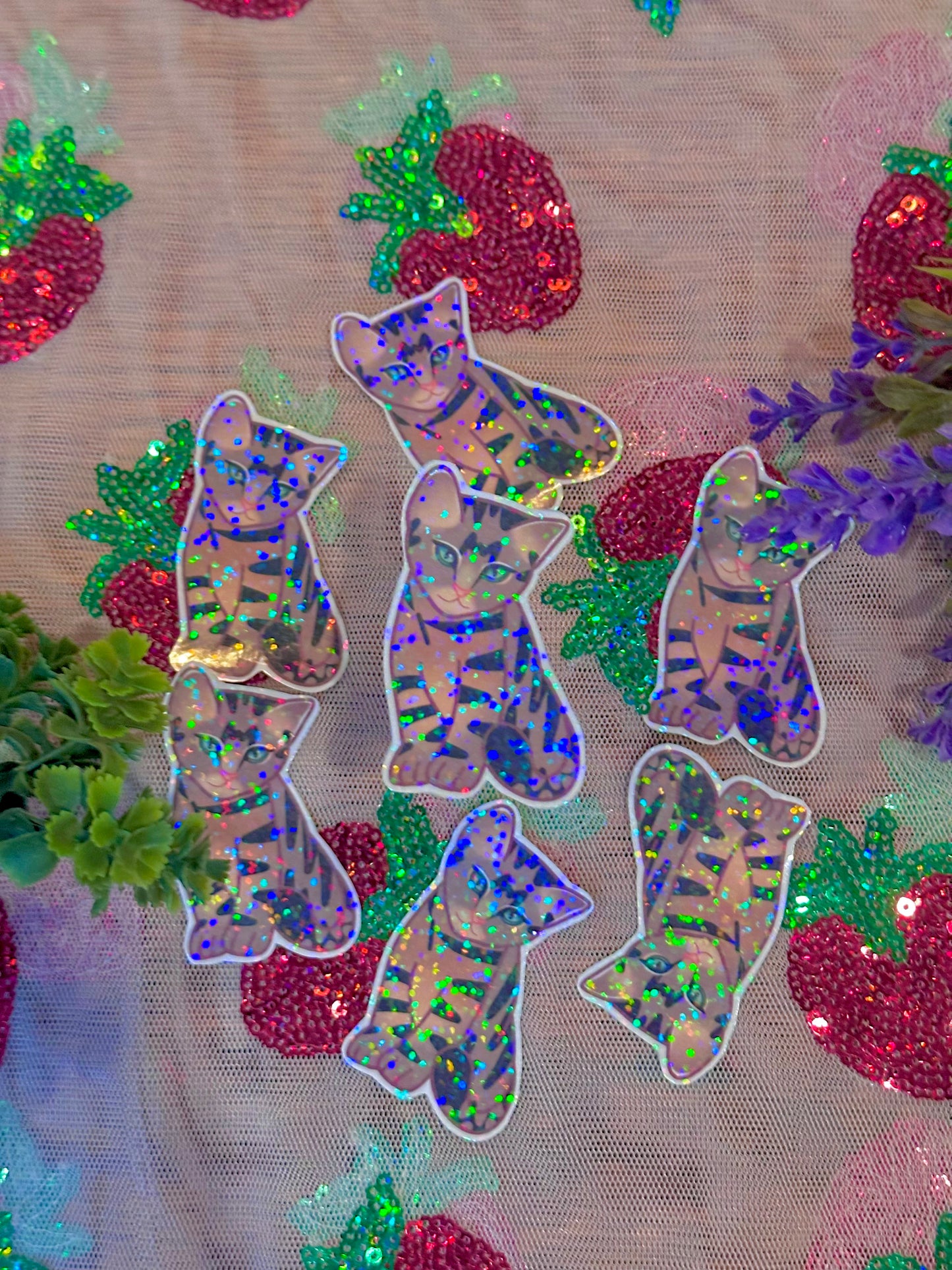 cute & kawaii holographic kitty sticker |handmade! |