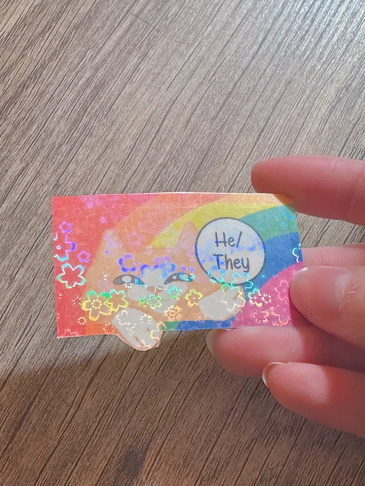 Cute Holographic Kitty Pronoun Sticker / Pride Stickers🏳️🌈🏳️⚧️