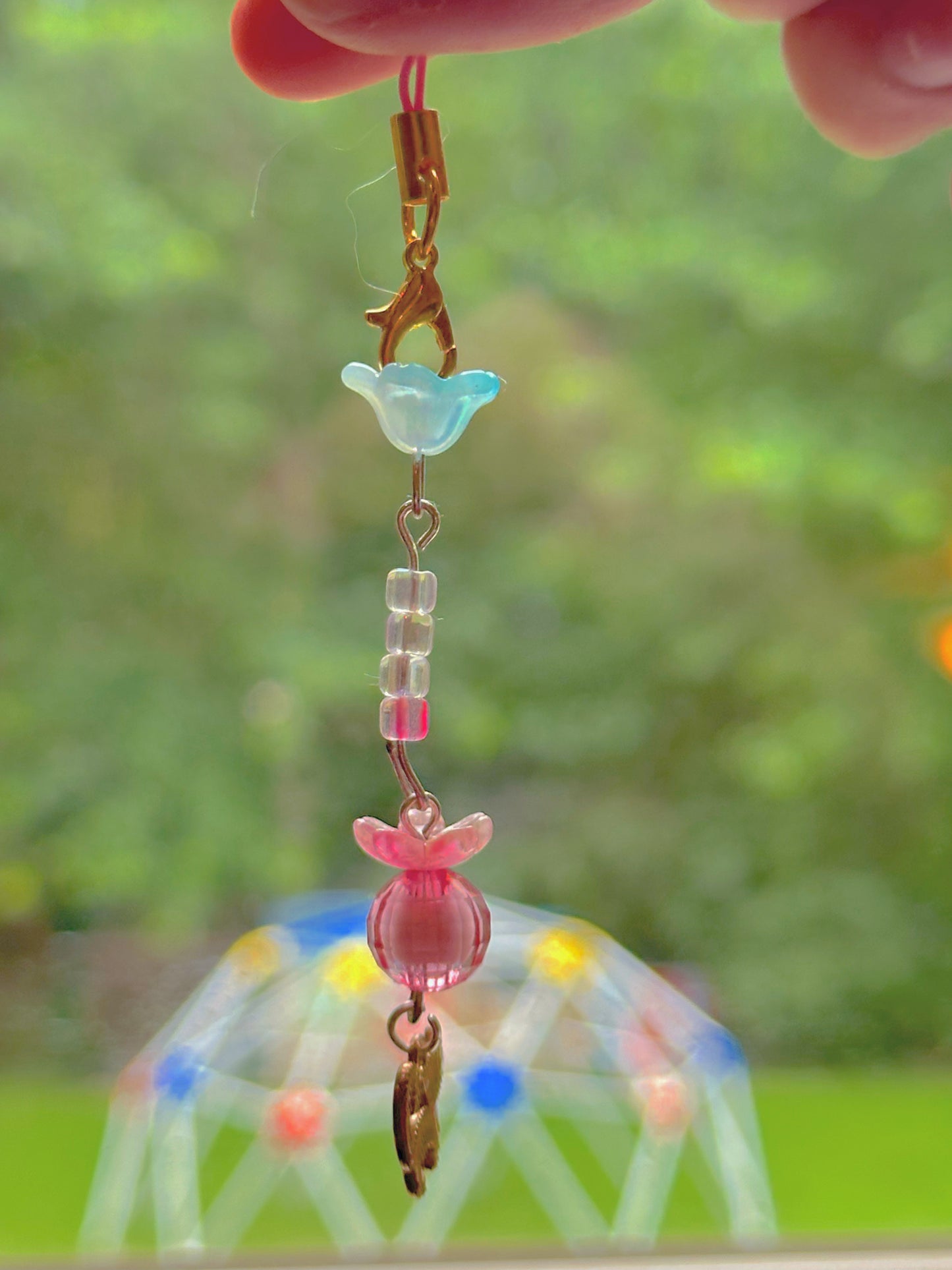 ‘Kitty Meows’ Aesthetic Cute Blue & Pink Phone Charm with Random Kitty Charm🌷🌸