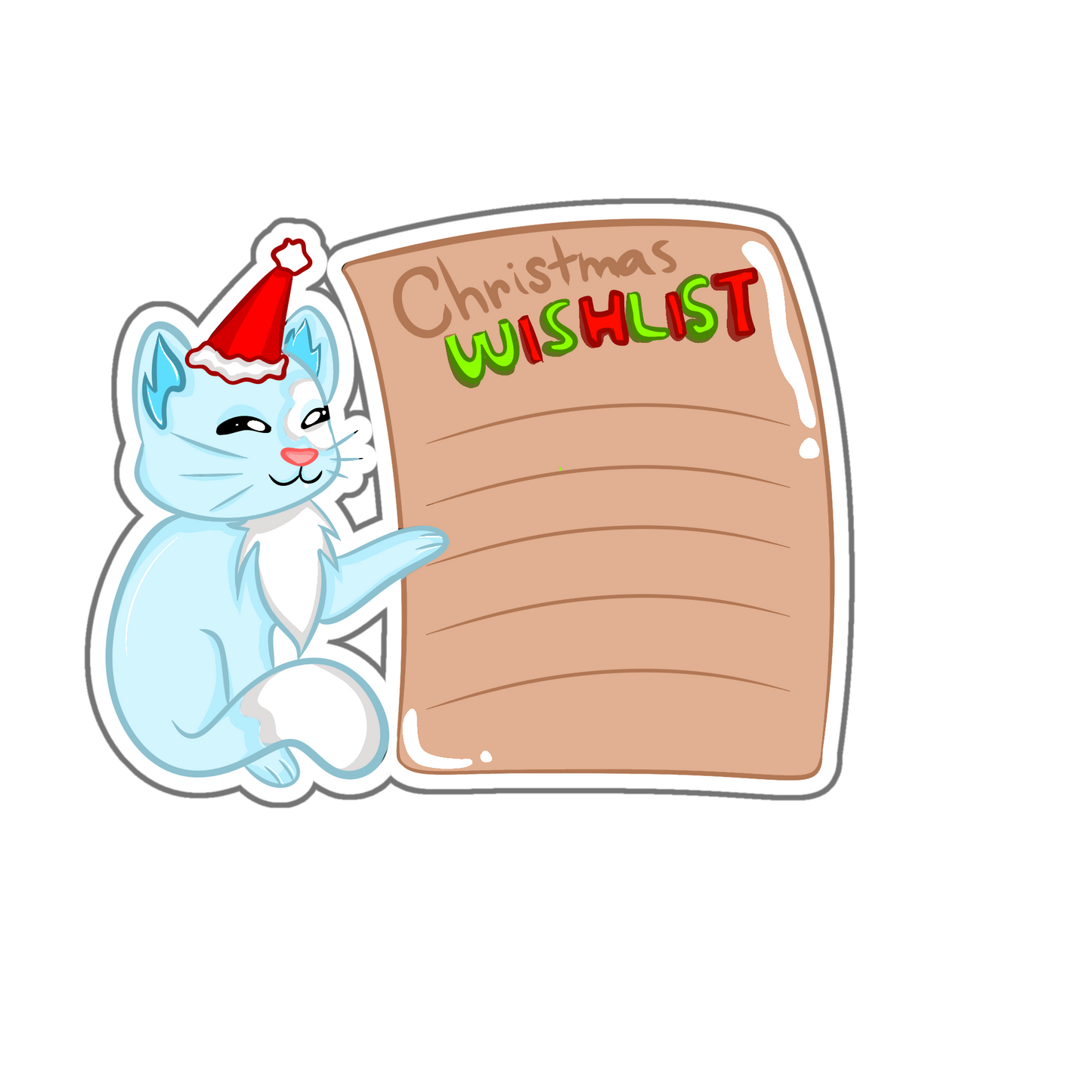 Cute "Santa's List" Holiday Kitten Sticker