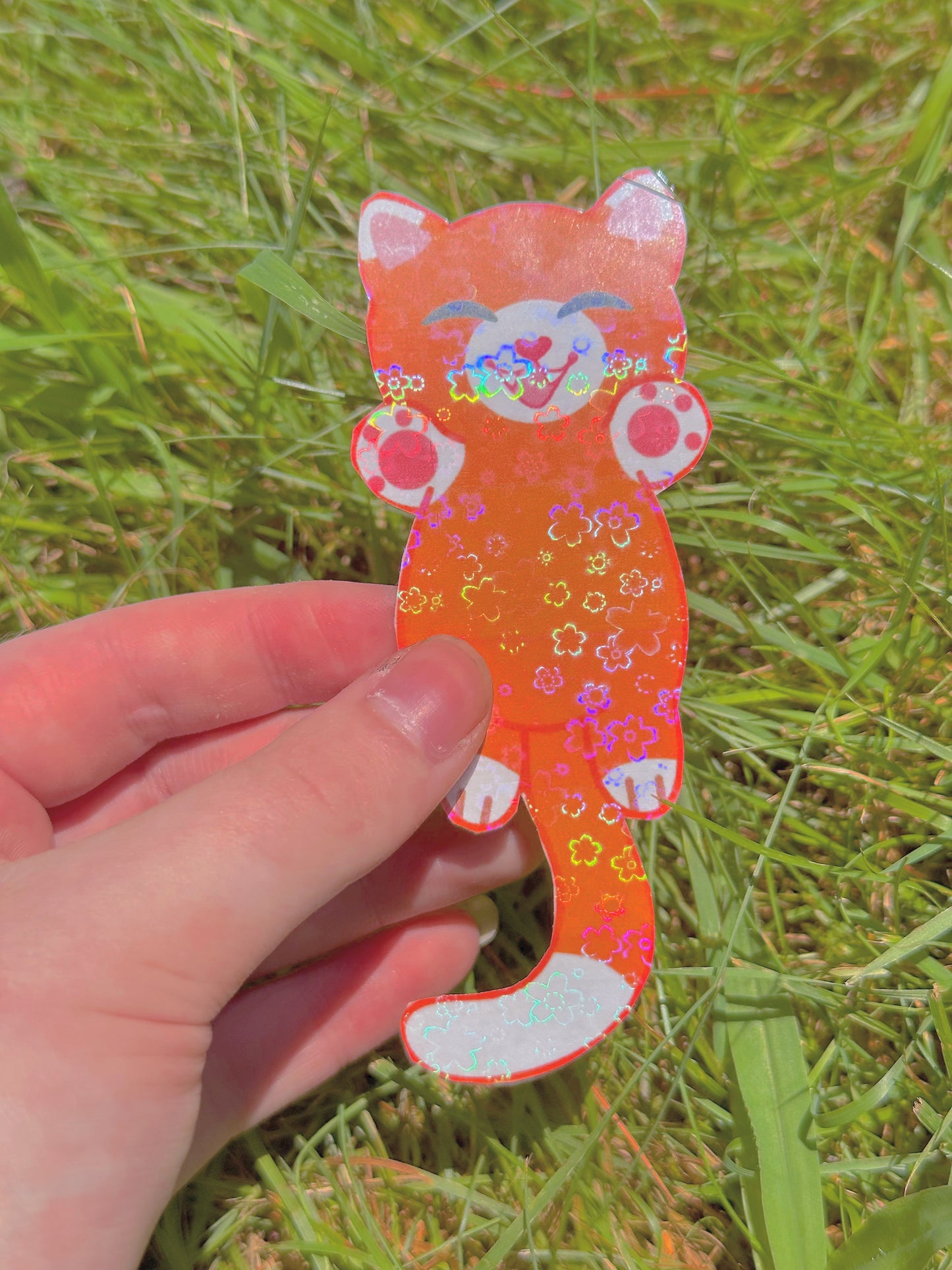 Cute Kawaii Handmade Holographic Long Cat Stickers