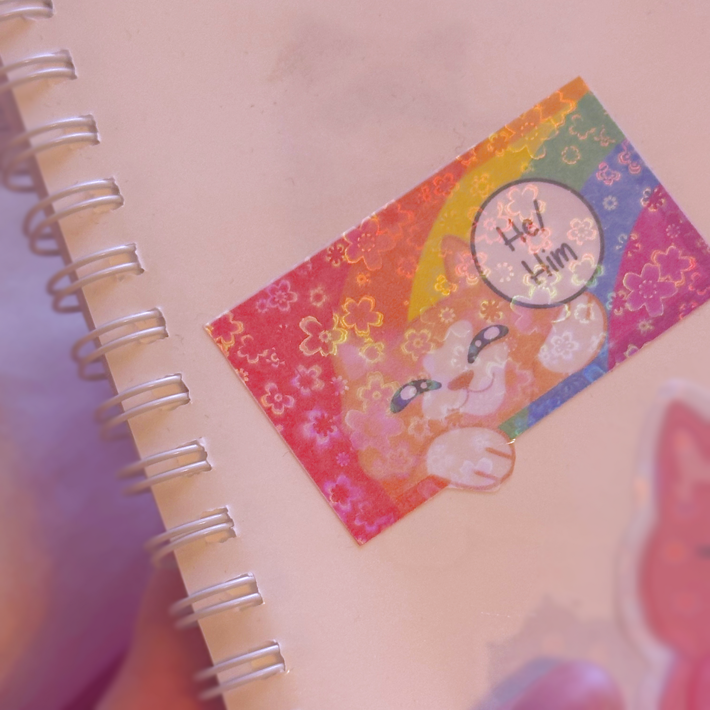 Cute Holographic Kitty Pronoun Sticker / Pride Stickers🏳️🌈🏳️⚧️