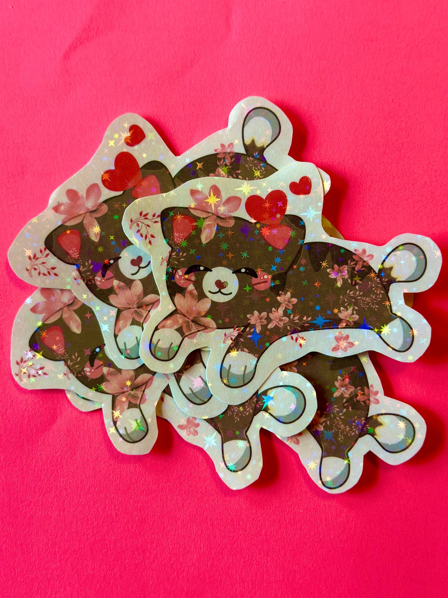 Happy Dreaming Flowered Kitty Sticker