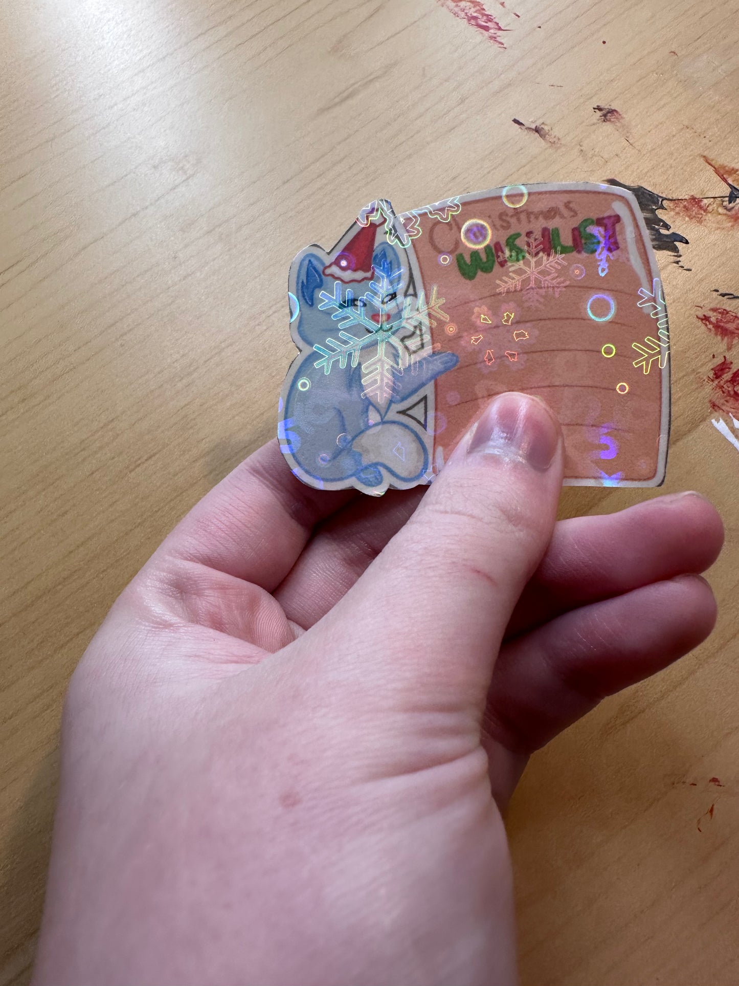 Cute "Santa's List" Holiday Kitten Sticker