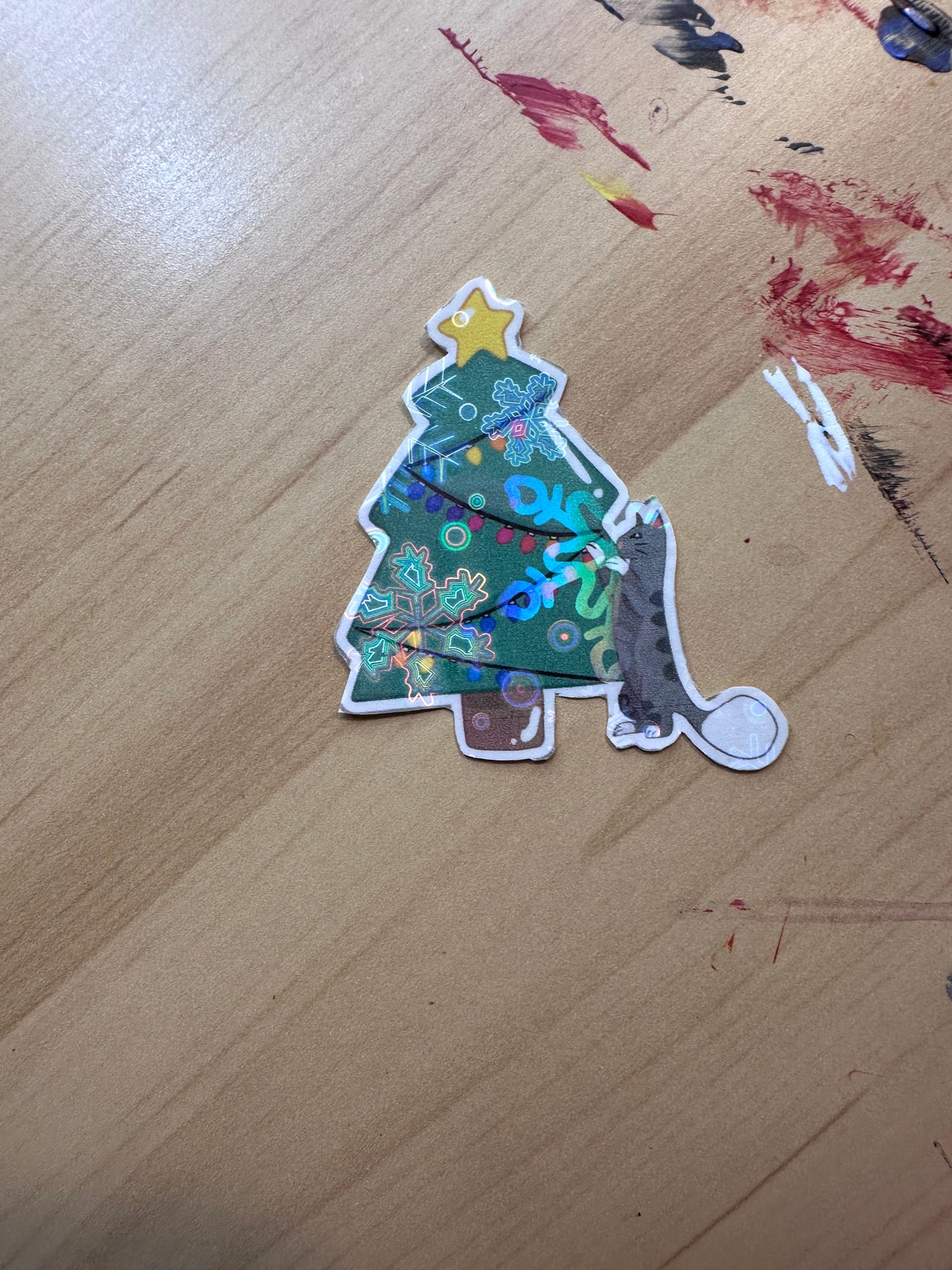 Cute Christmas Tree Kitten Holiday Sticker