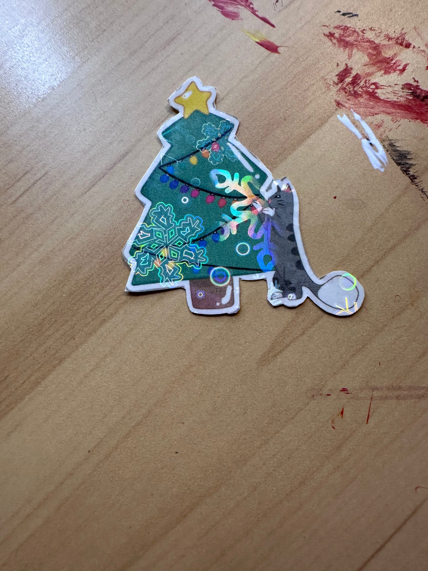 Cute Christmas Tree Kitten Holiday Sticker