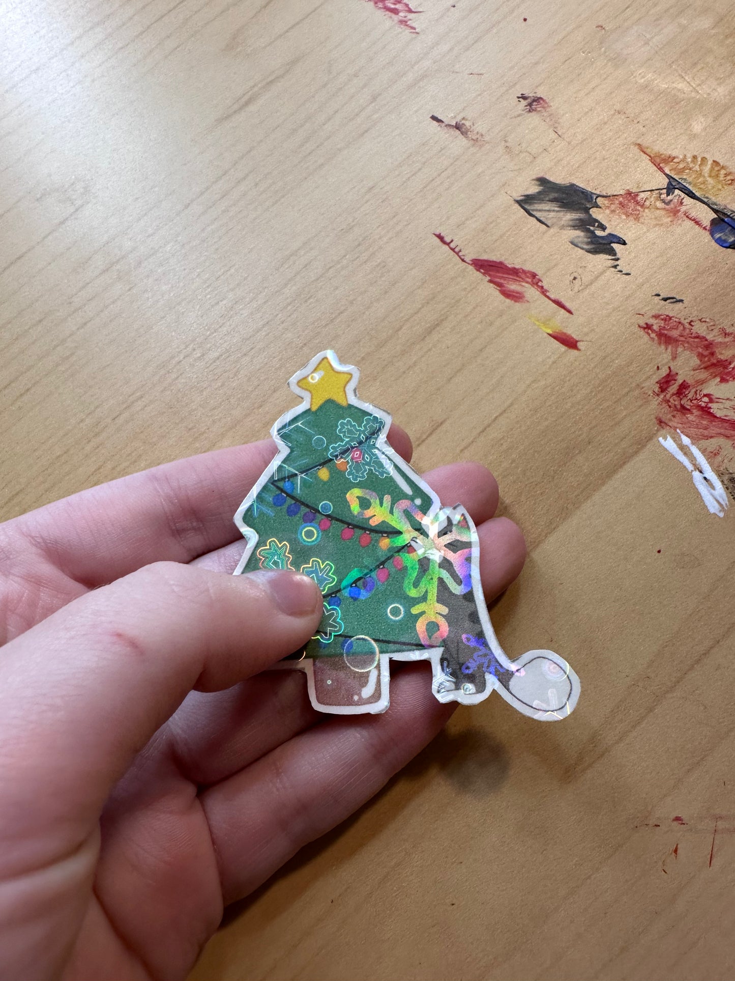 Cute Christmas Tree Kitten Holiday Sticker