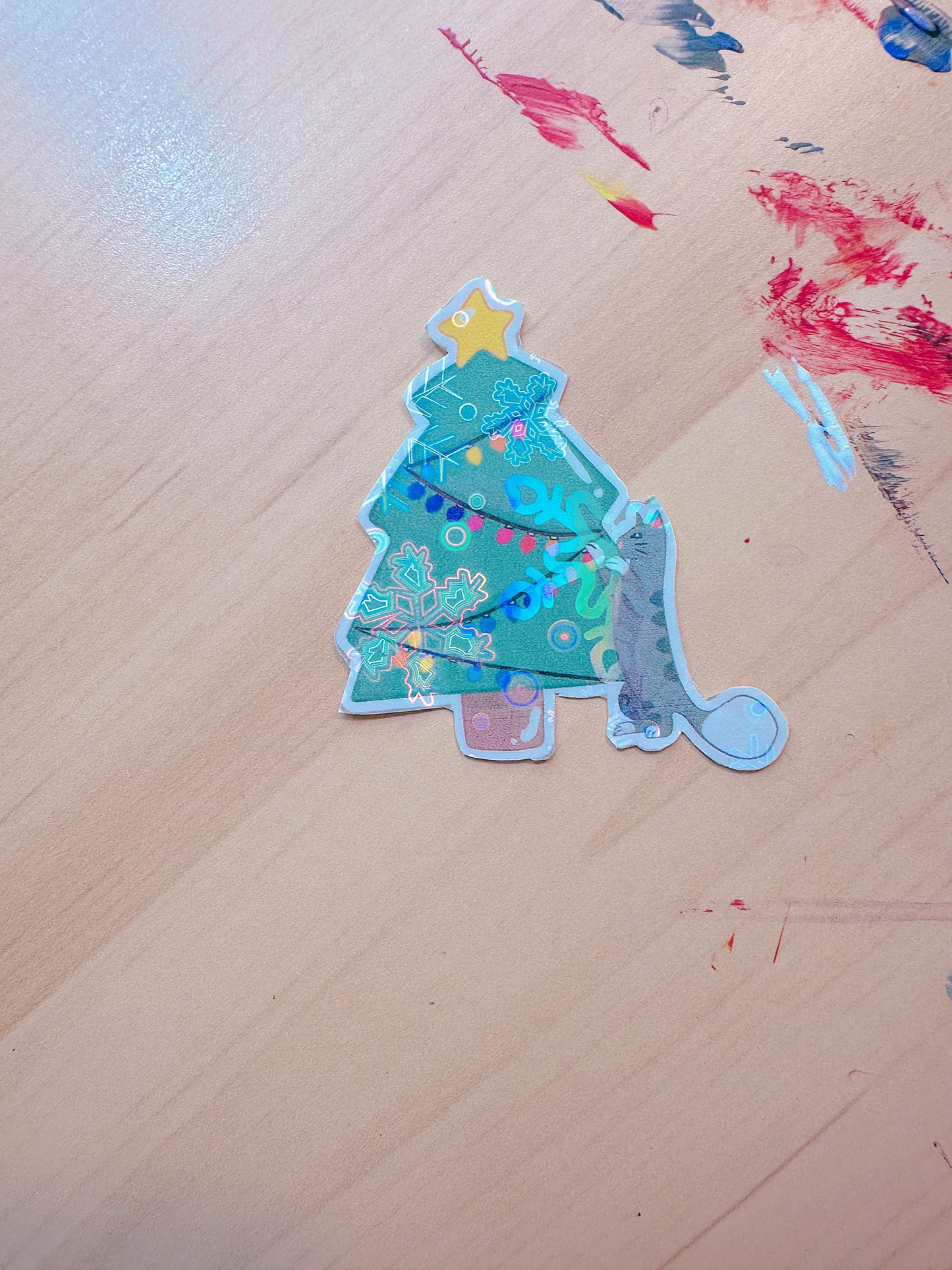 Cute Christmas Tree Kitten Holiday Sticker