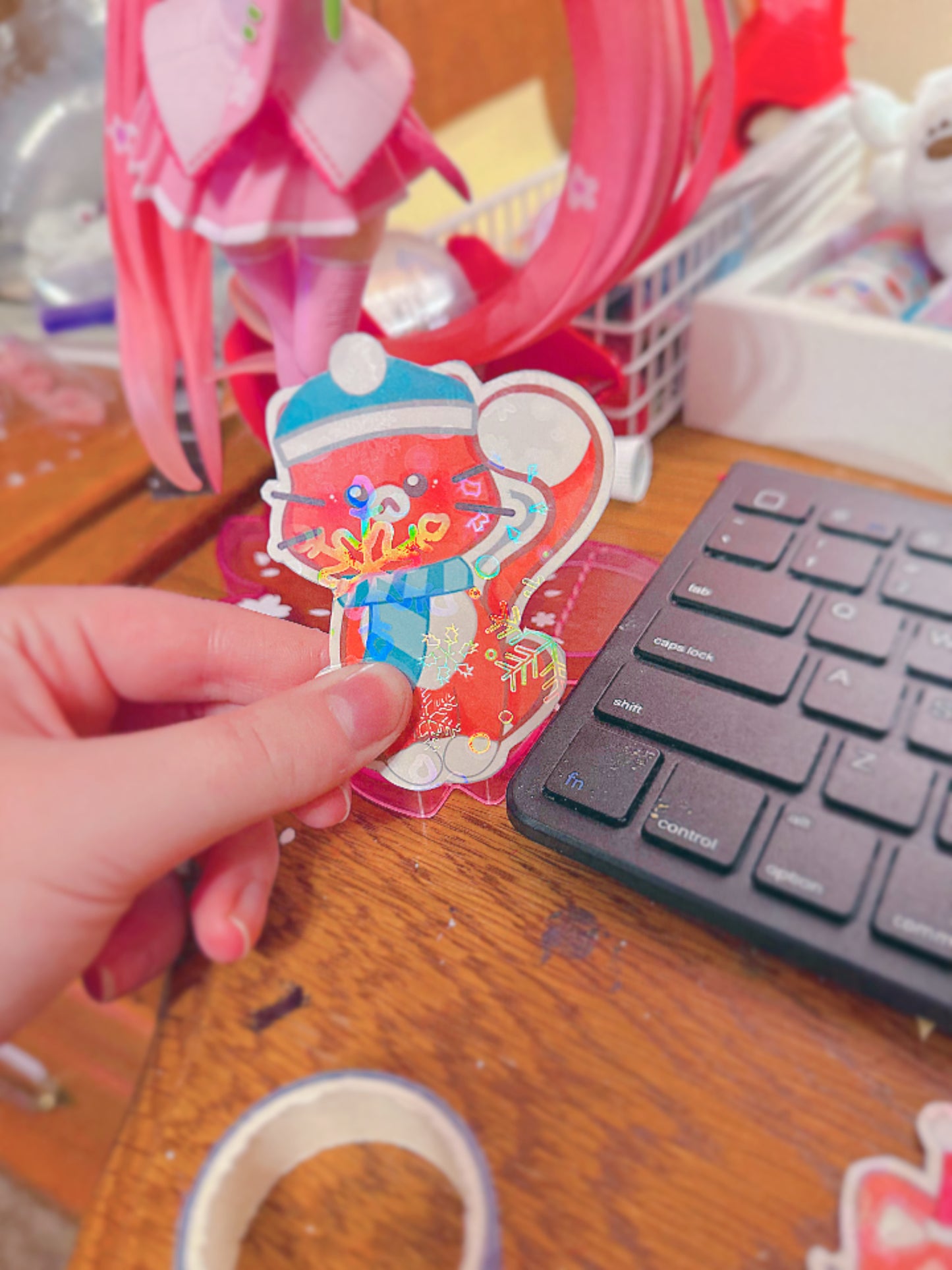 Happy Holiday Kitties // Holographic Waterproof Stickers