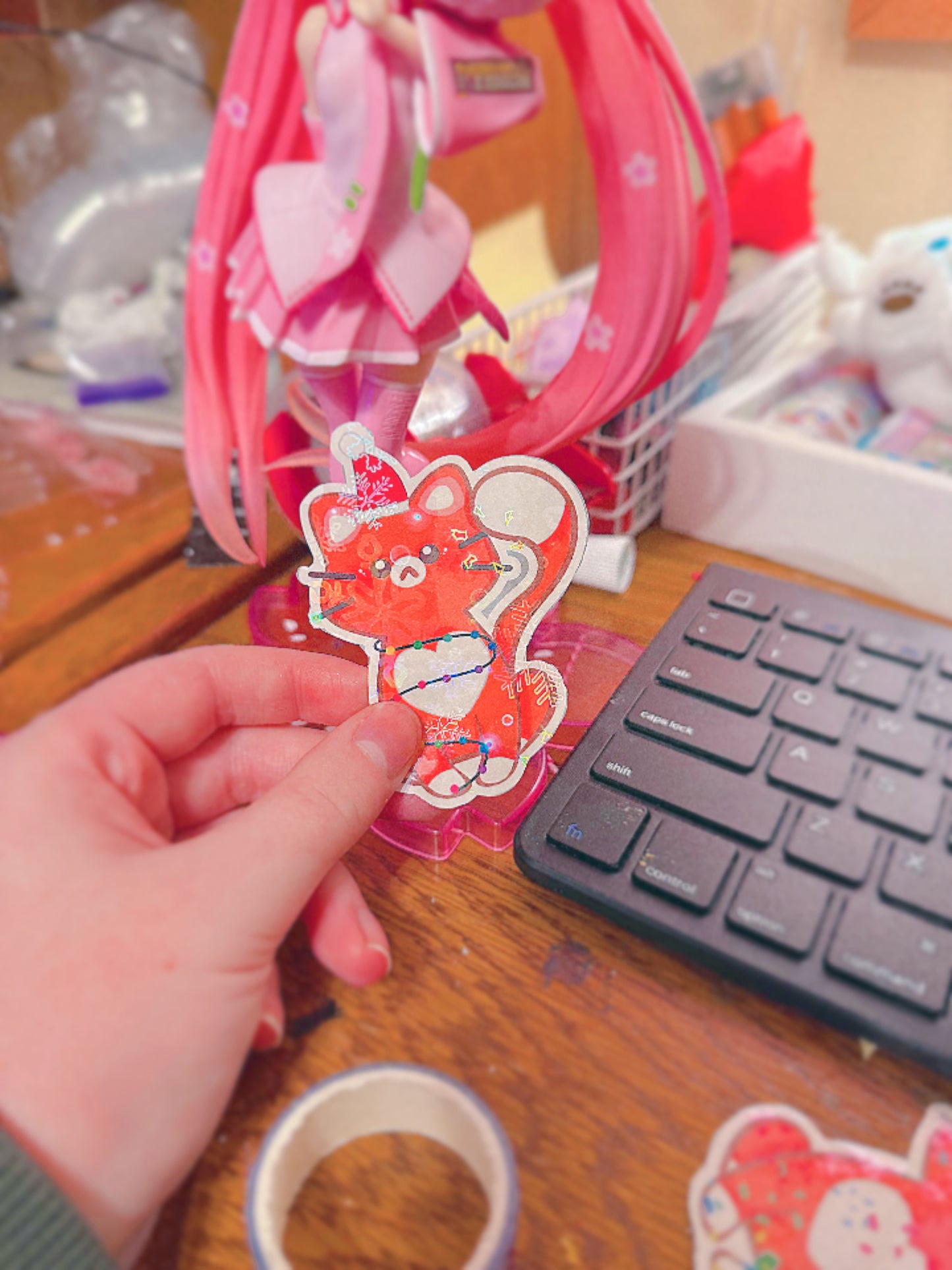 Happy Holiday Kitties // Holographic Waterproof Stickers