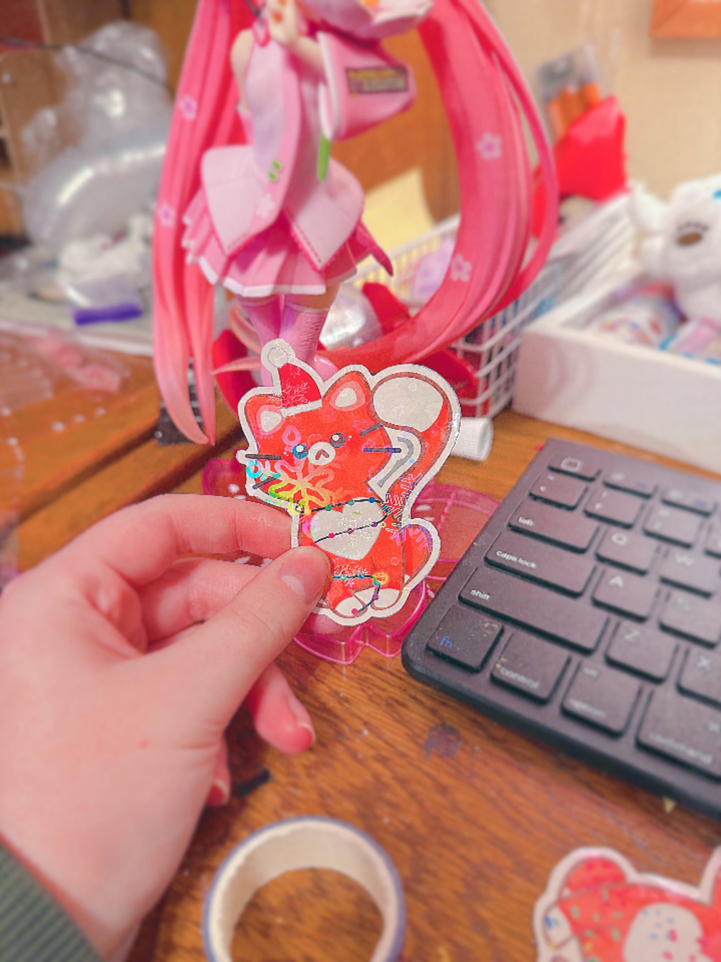 Happy Holiday Kitties // Holographic Waterproof Stickers