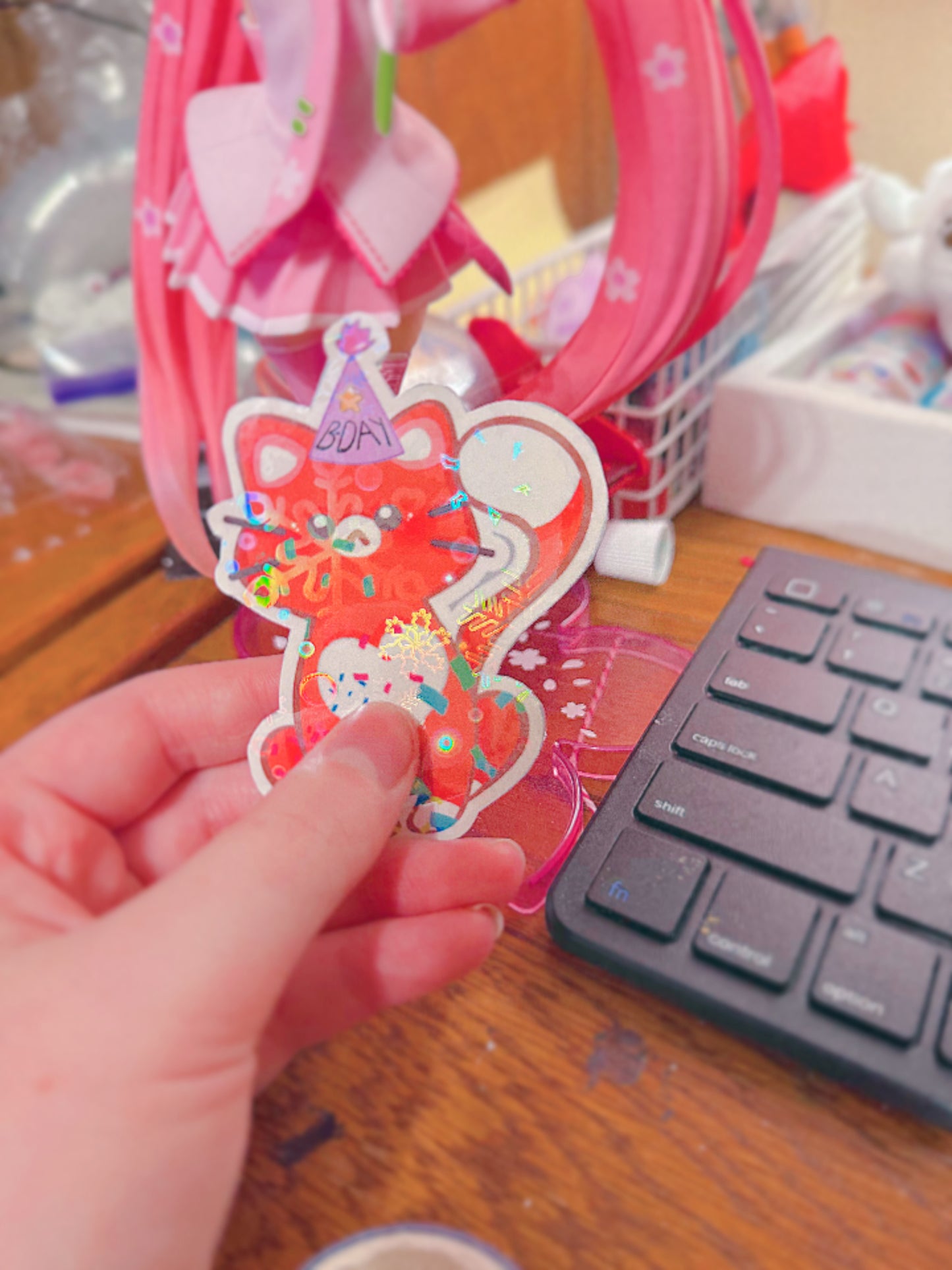 Happy Holiday Kitties // Holographic Waterproof Stickers