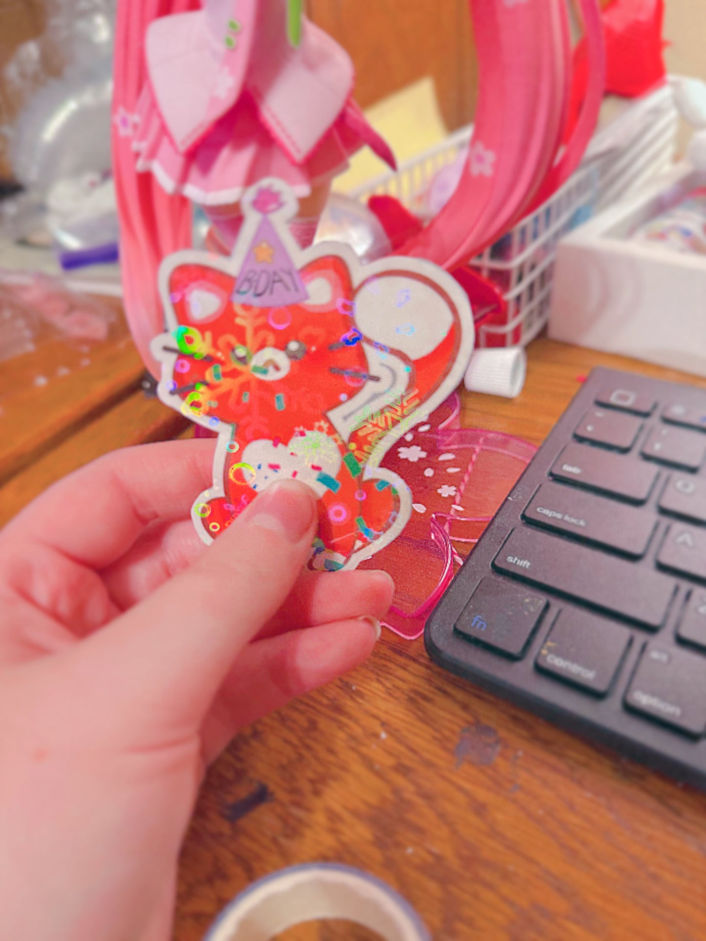 Happy Holiday Kitties // Holographic Waterproof Stickers