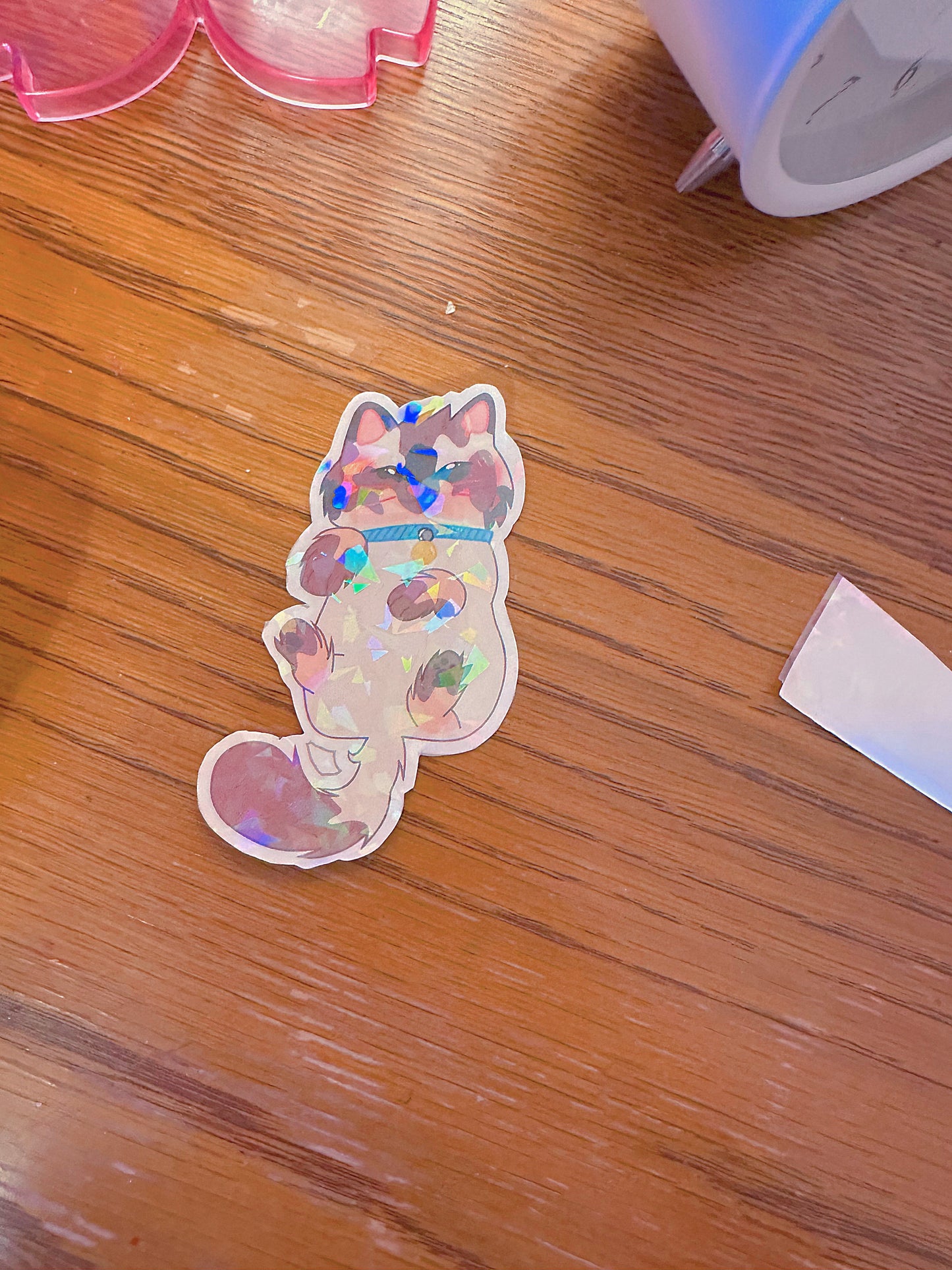 Cute Holographic Kitten Sticker Bundle (Broken Glass)