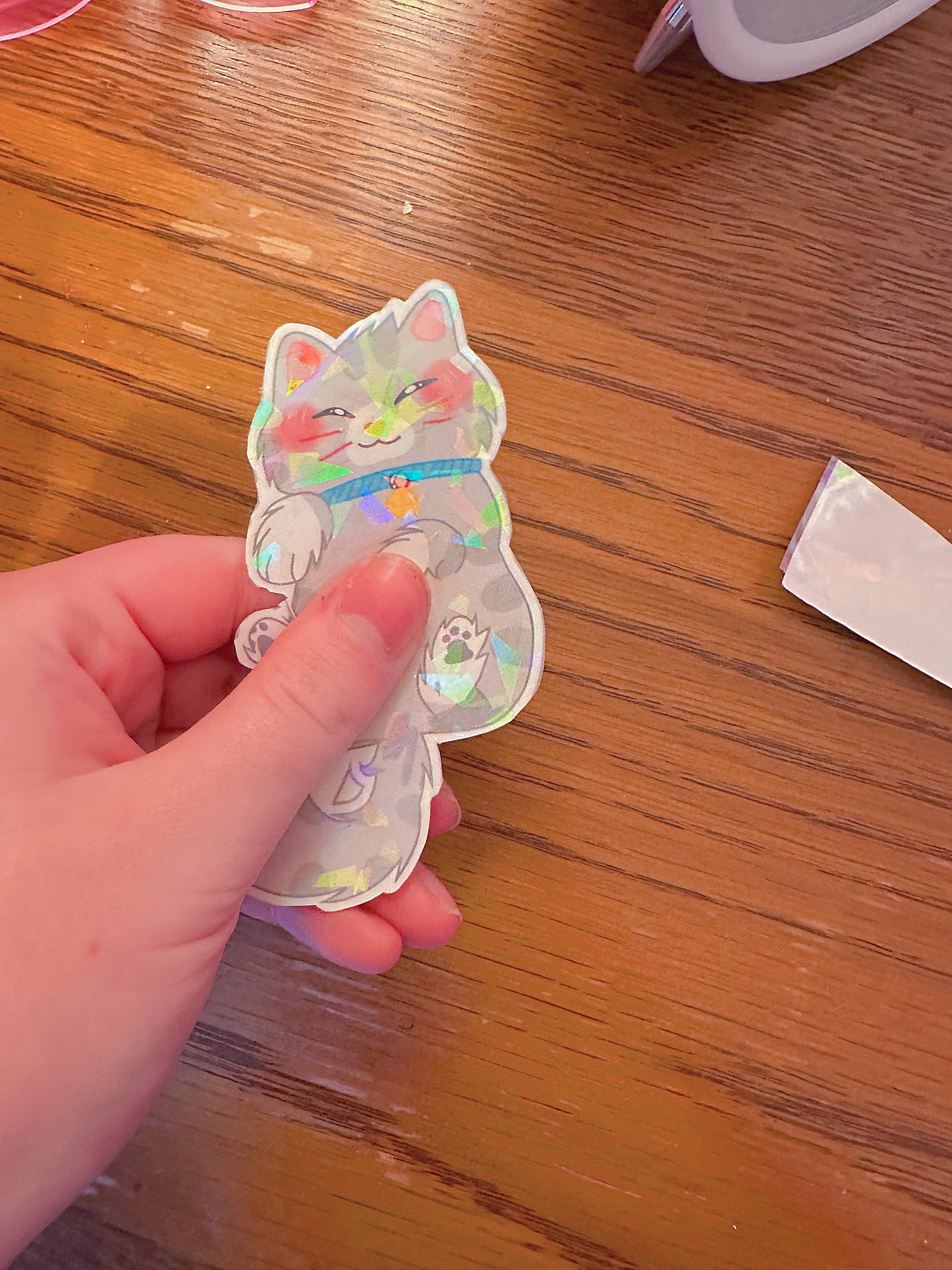 Cute Holographic Kitten Sticker Bundle (Broken Glass)