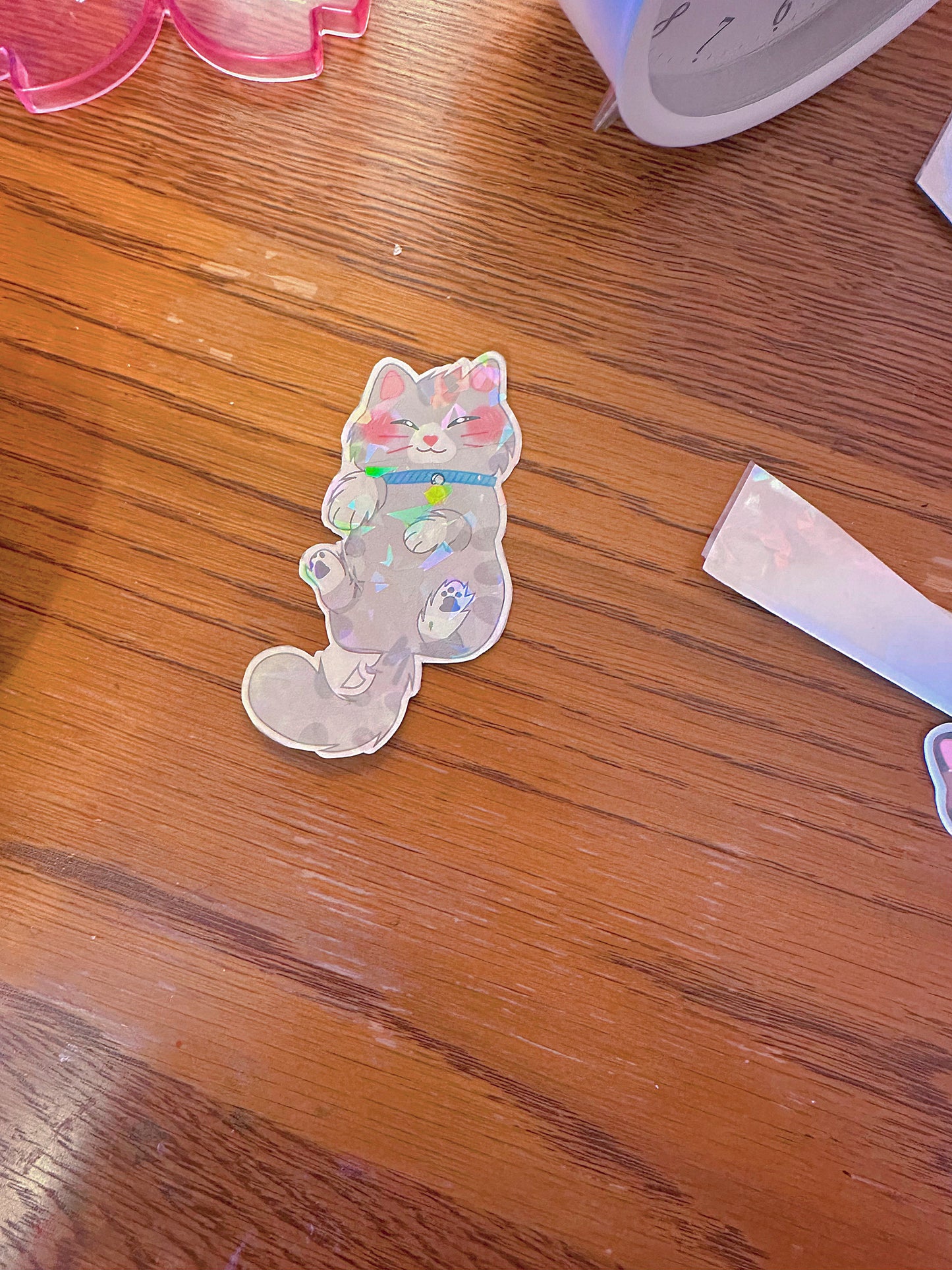 Cute Holographic Kitten Sticker Bundle (Broken Glass)