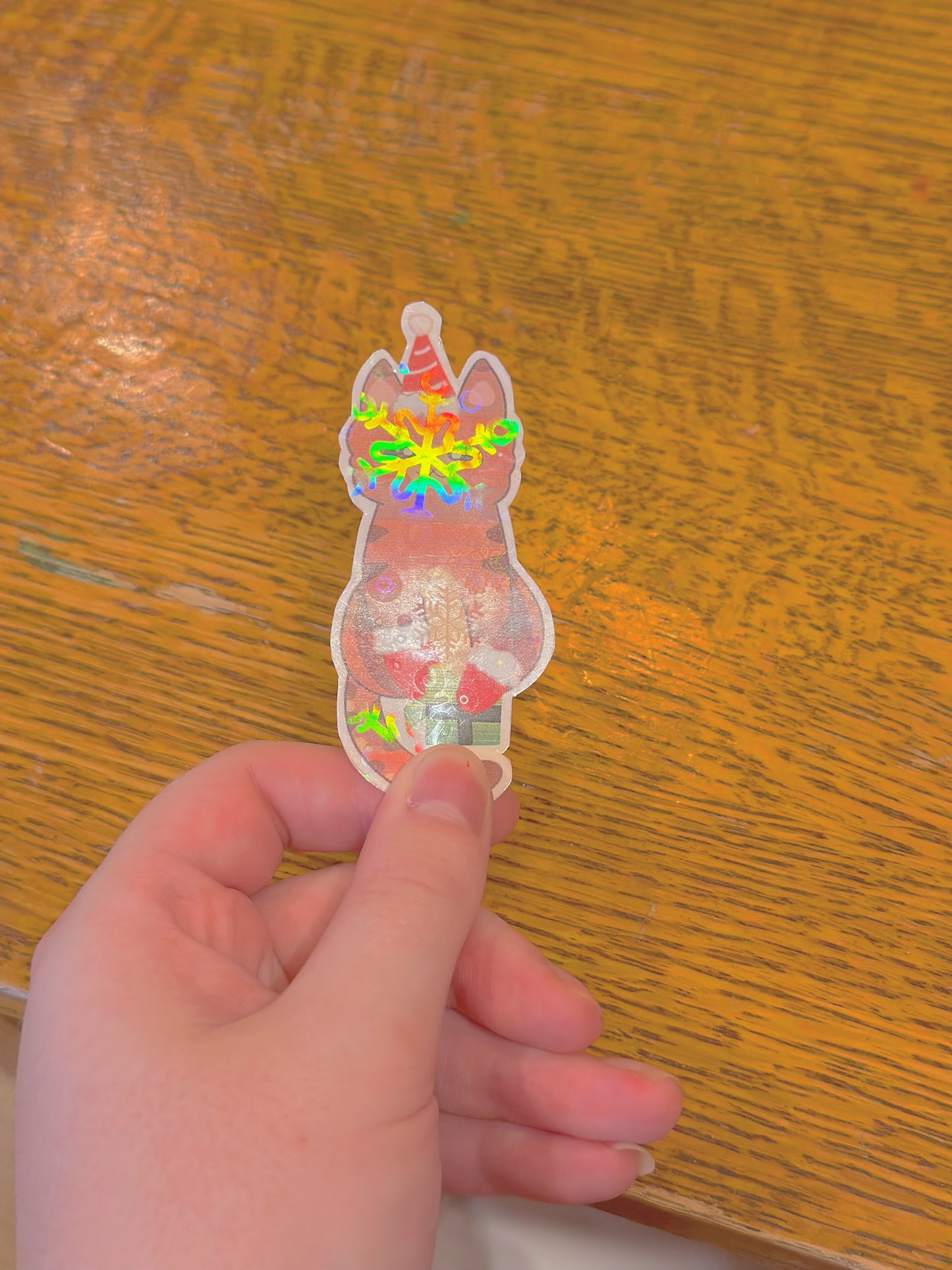 Cute & Kawaii Holographic Christmas themed Cat Sticker