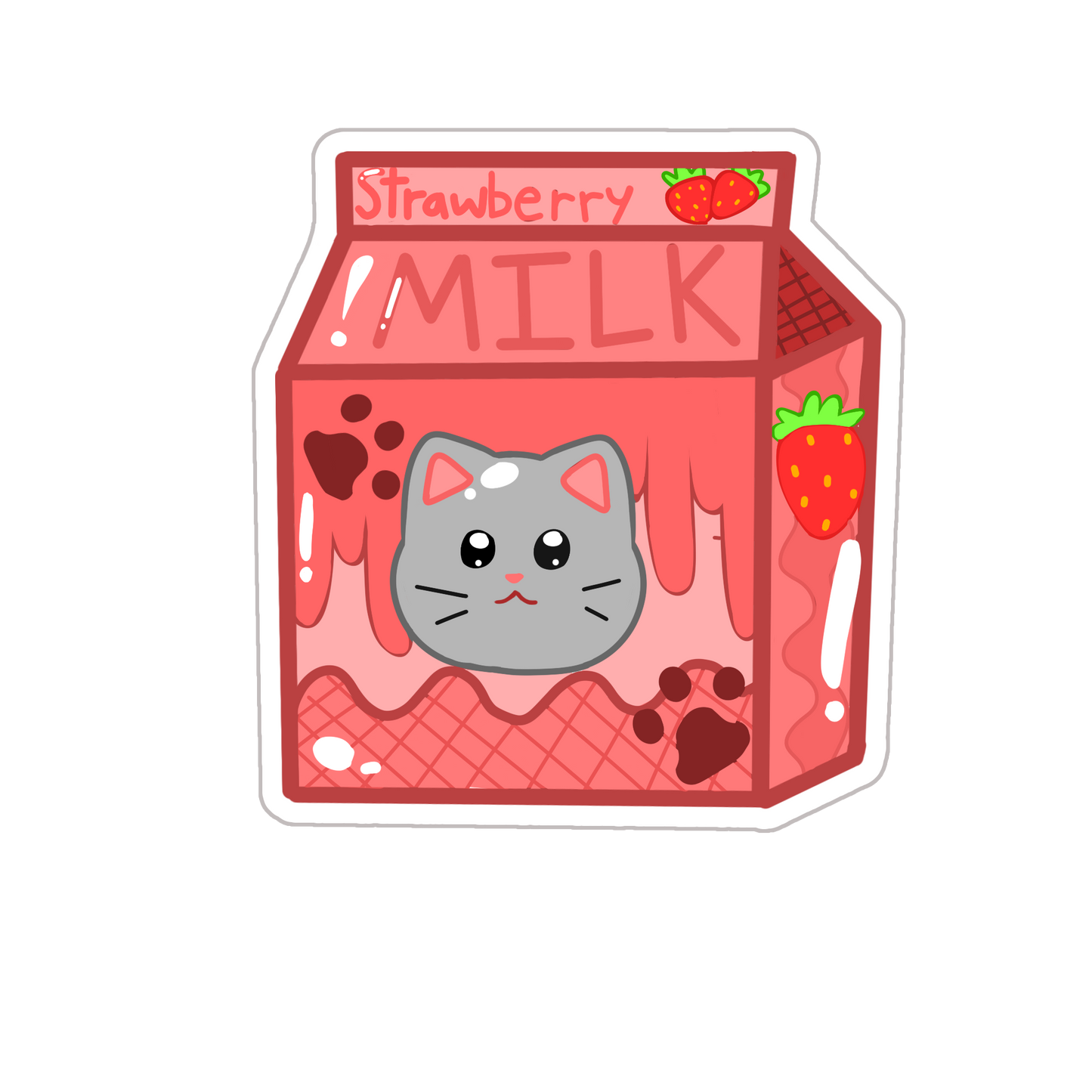 Cute and Aesthetic Holographic Strawberry + Blueberry Flavored Holographic Milk Sticker