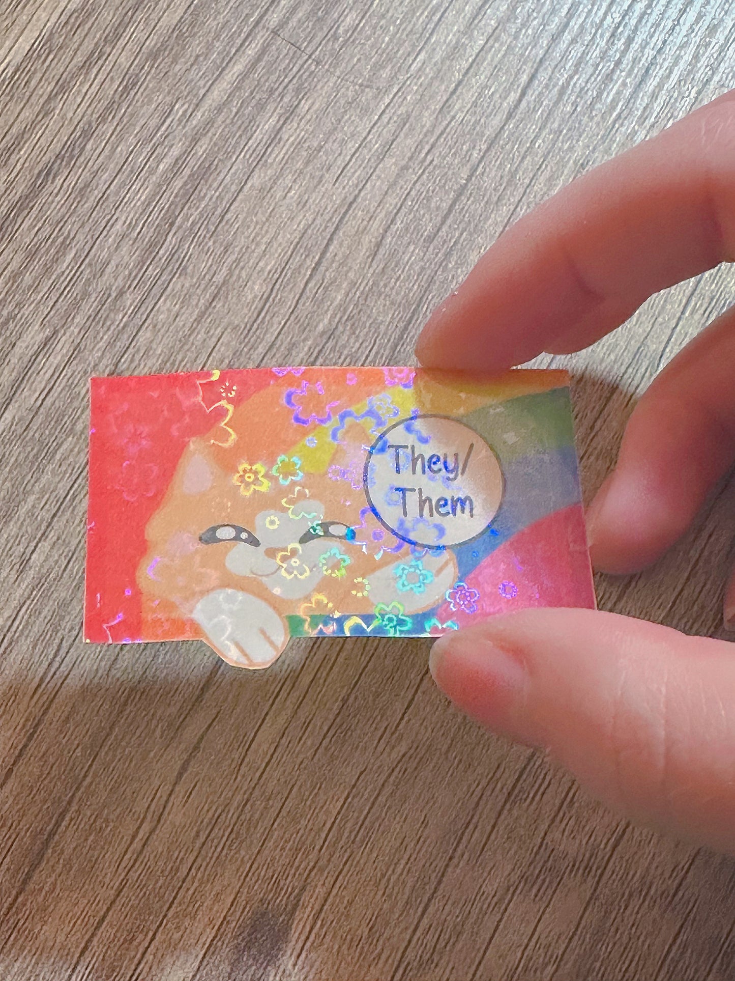 Cute Holographic Kitty Pronoun Sticker / Pride Stickers🏳️‍🌈🏳️‍⚧️