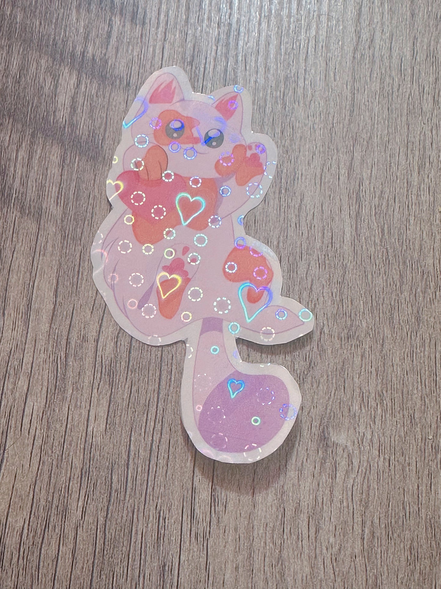 “KISS 4 U” Cute Holographic Waterproof Kitty Sticker / Valentines Day Sticker💌💗