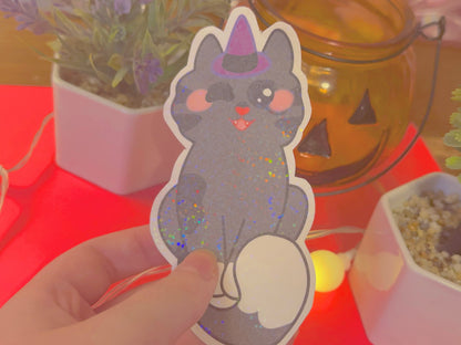 cute & kawaii Halloween themed kitty stickers | bundle of 5 handmade holographic stickers! |